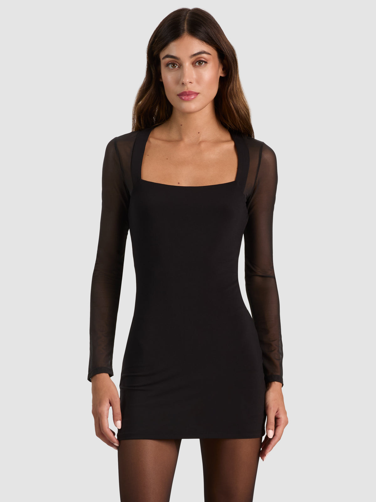 ROXANE SCOOP MINI DRESS-Black-ALICE + OLIVIA