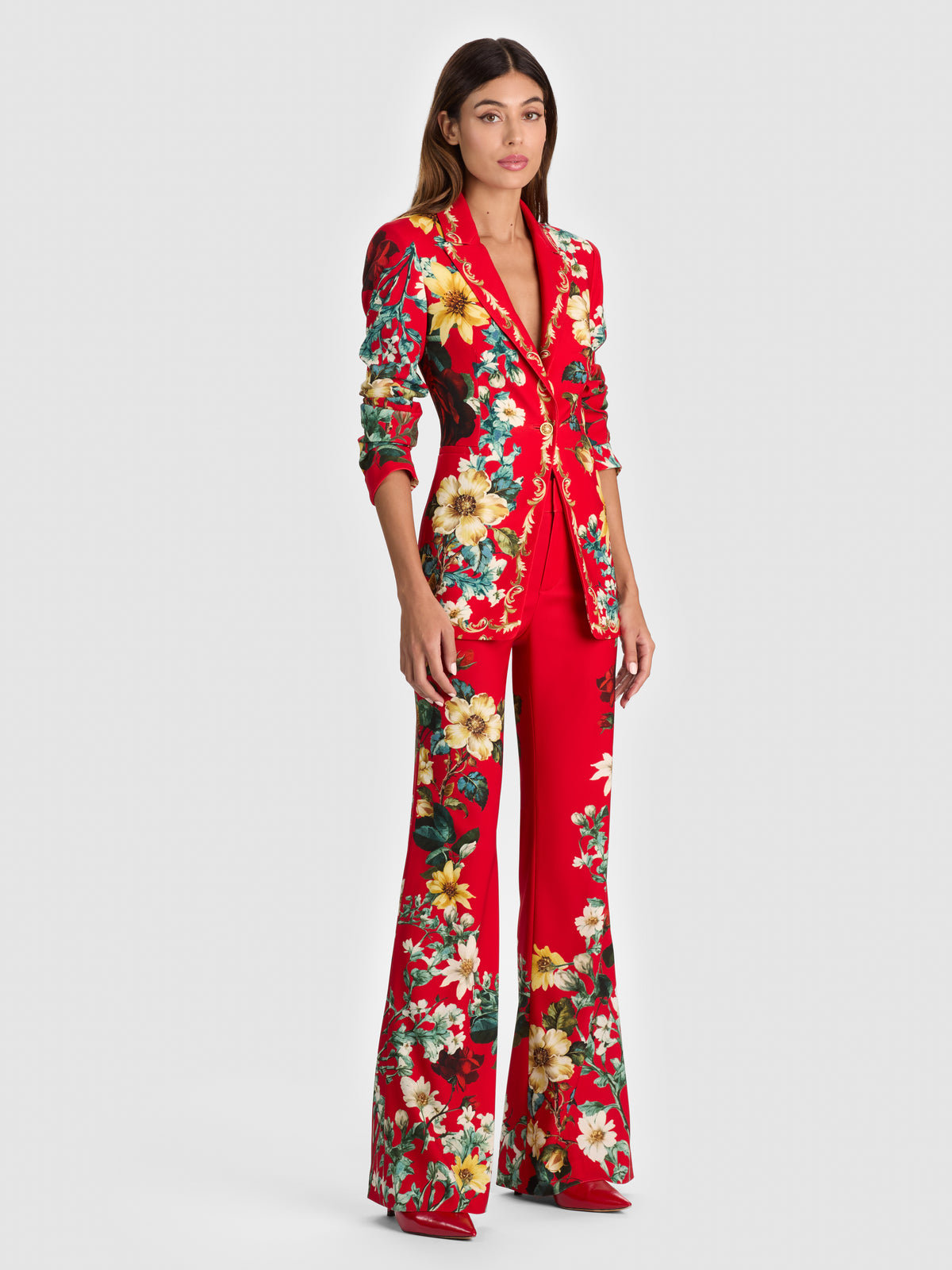 BLAZER AJUSTÉ LONG BREANN-GARDEN VISTA CANDY APPLE-ALICE + OLIVIA