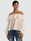 ALTA OFF THE SHOULDER RUFFLE BLOUSE-CHINO-ALICE + OLIVIA