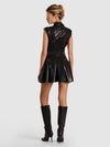 ABITO CORTO A CAMICIA SVASATO CON CORSETTO E PANELLI IN SIMILPELLE KIM-ALICE + OLIVIA