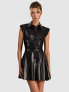 ABITO CORTO A CAMICIA SVASATO CON CORSETTO E PANELLI IN SIMILPELLE KIM-ALICE + OLIVIA