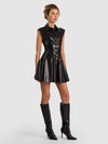 ABITO CORTO A CAMICIA SVASATO CON CORSETTO E PANELLI IN SIMILPELLE KIM-ALICE + OLIVIA