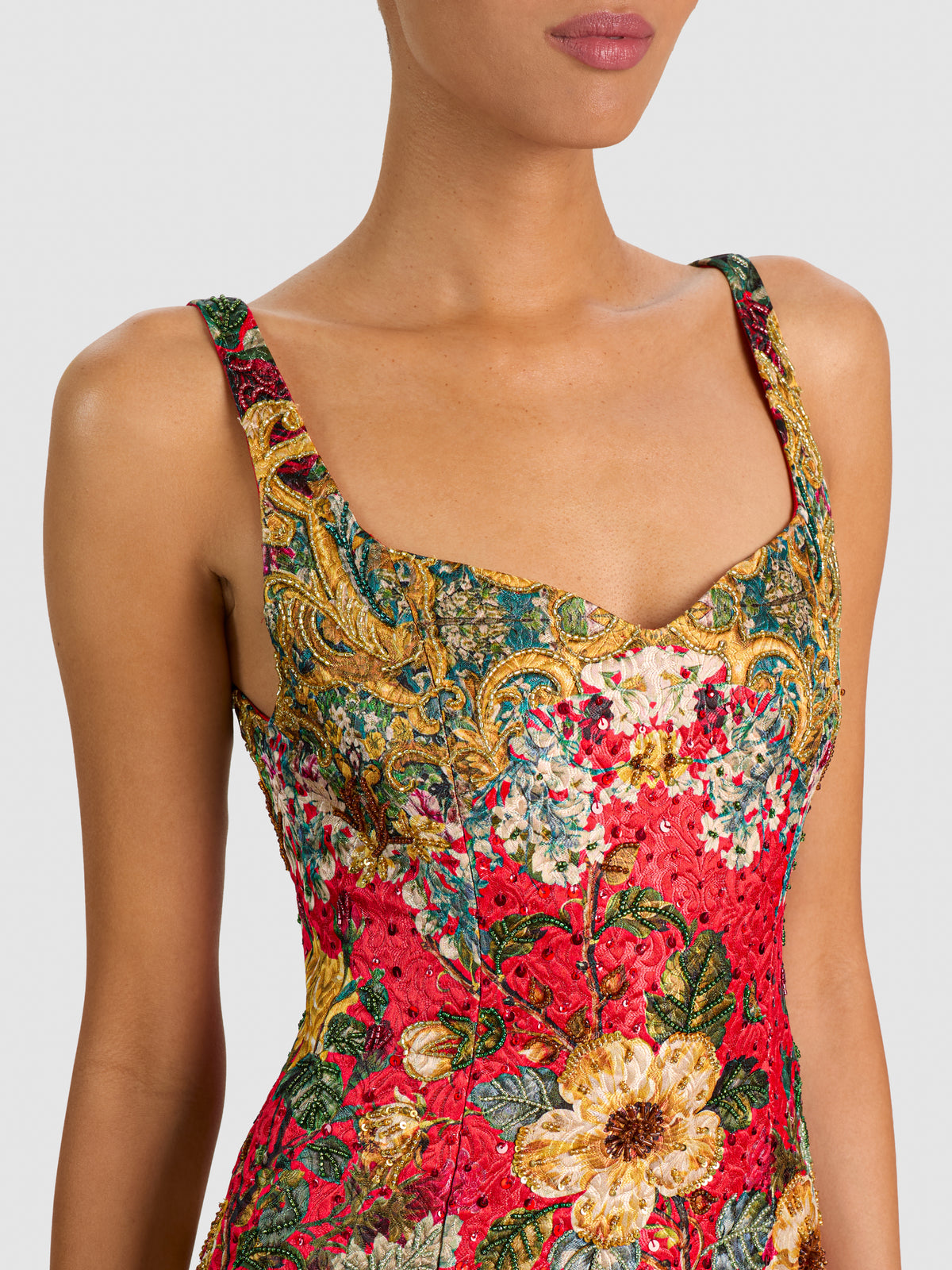 ROBE COURTE EVE EMBELL SWEETHEART-GARDEN VISTA CANDY APPLE-ALICE + OLIVIA