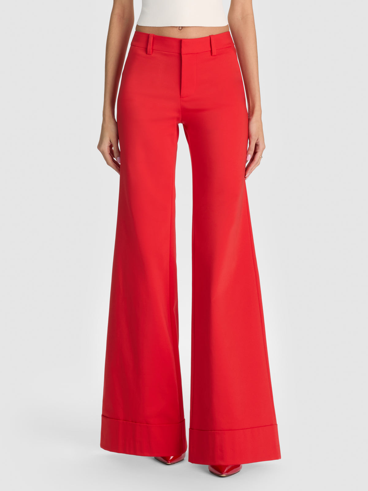 PANTALON ÉVASÉ LARGE VALENTINE LR AVEC REVERS-CANDY APPLE-ALICE + OLIVIA