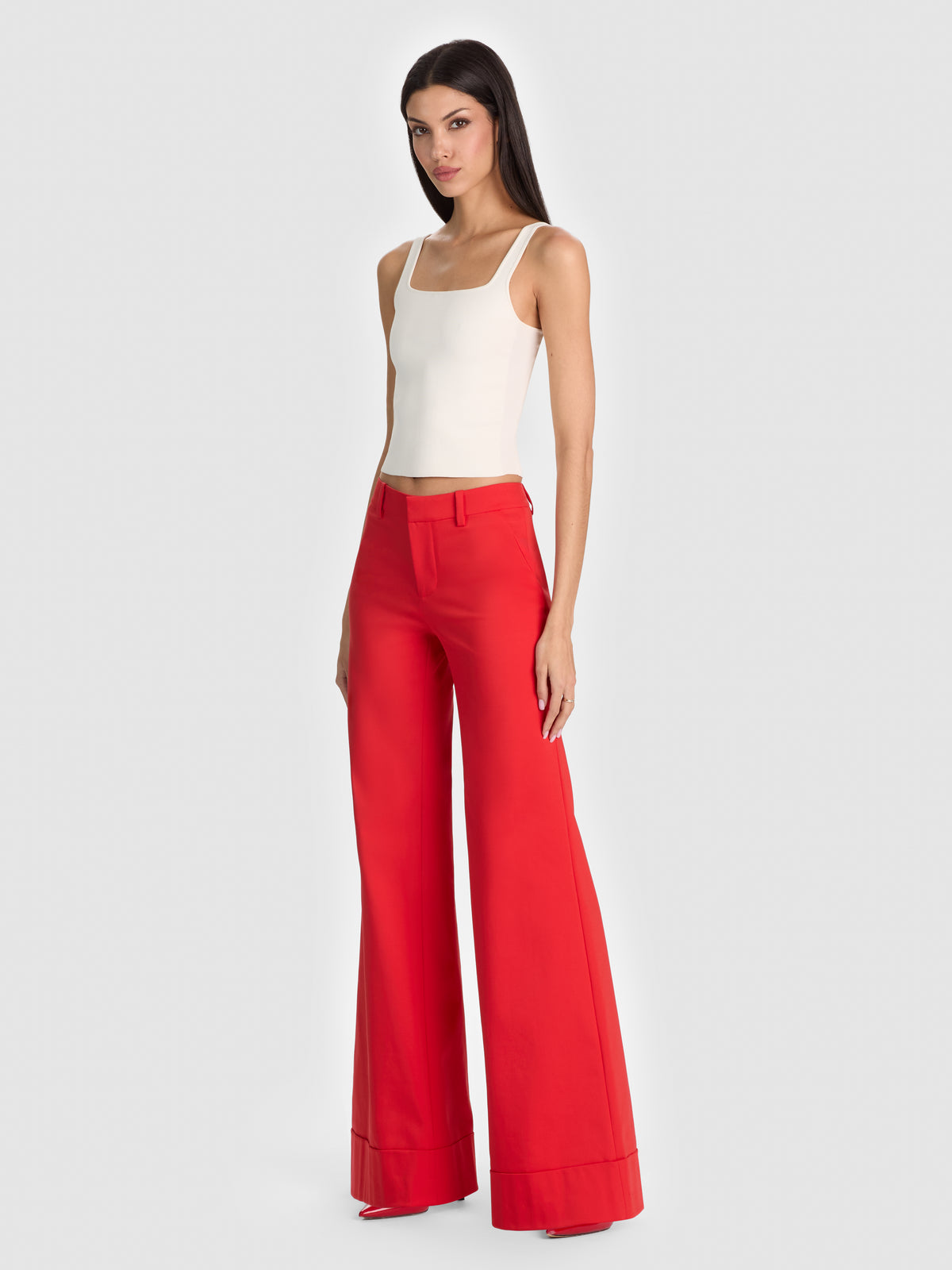 PANTALON ÉVASÉ LARGE VALENTINE LR AVEC REVERS-CANDY APPLE-ALICE + OLIVIA