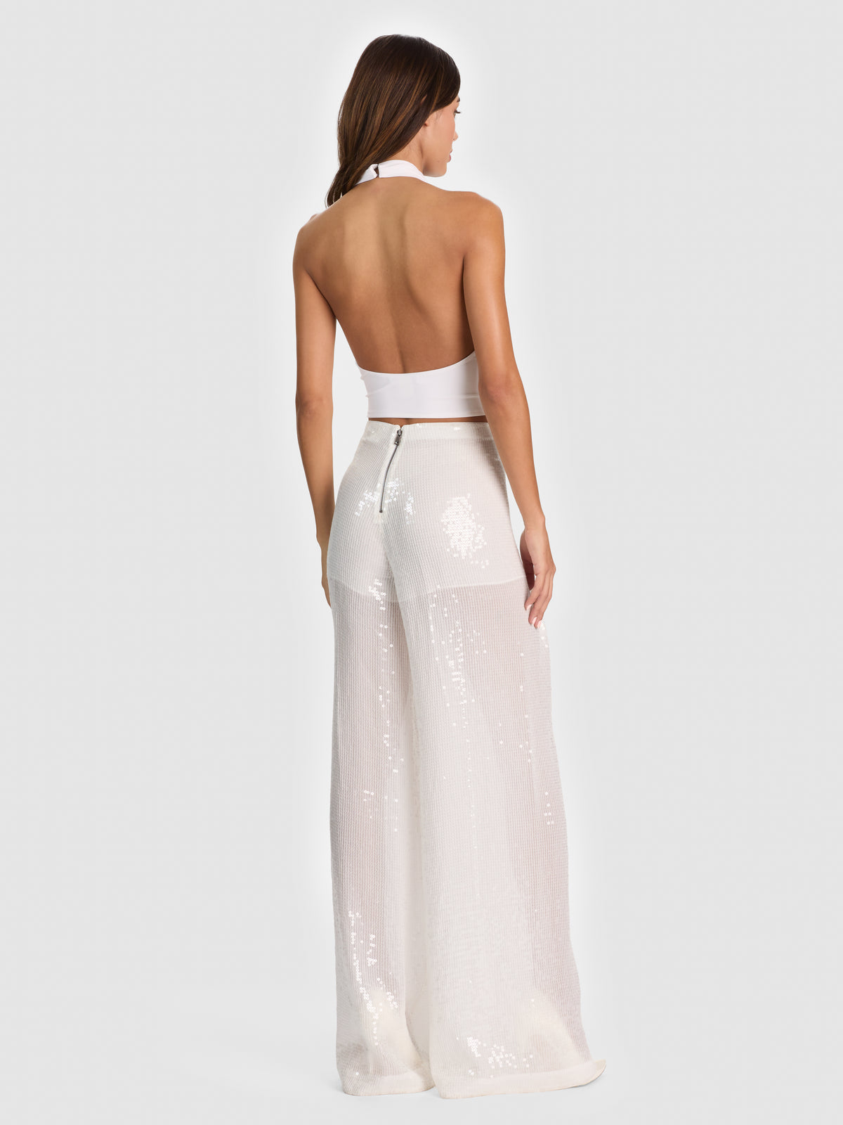 PANTALONI ATHENA TRASPARENTI CON PAILLETTES-OFF WHITE-ALICE + OLIVIA