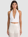 ERIN COWL HALTER TOP-OFF WHITE-ALICE + OLIVIA