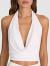 ERIN COWL HALTER TOP-OFF WHITE-ALICE + OLIVIA