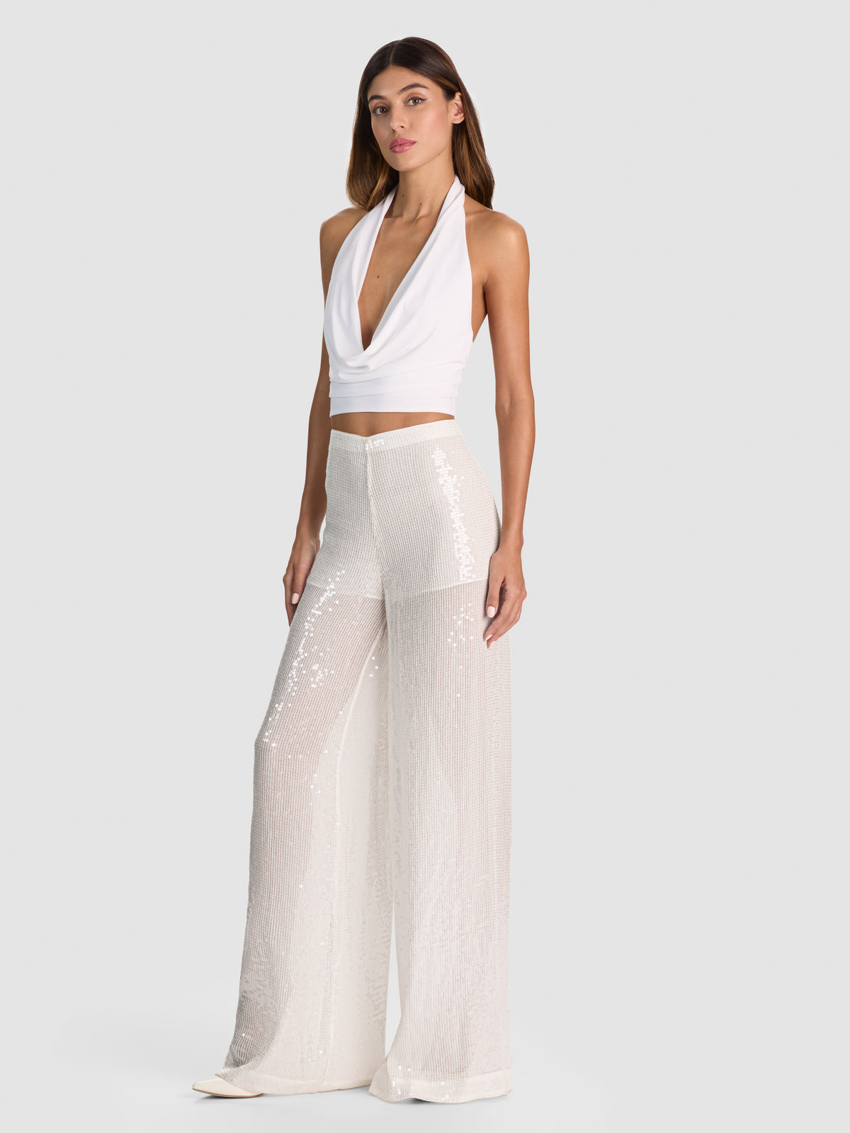 ERIN COWL HALTER TOP - OFF WHITE