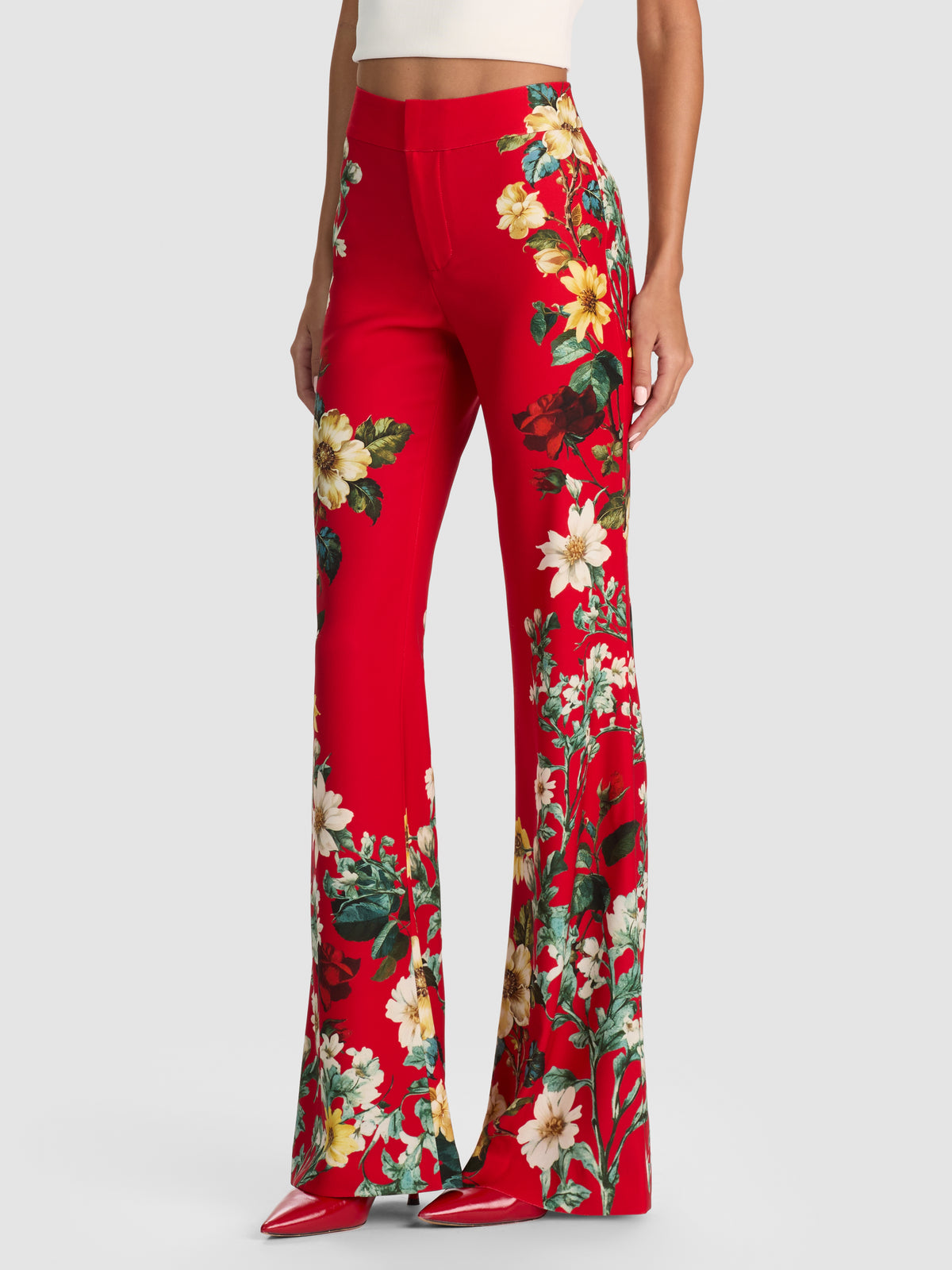 PANTALON SLIM BOOTCUT ANDREW-GARDEN VISTA CANDY APPLE-ALICE + OLIVIA