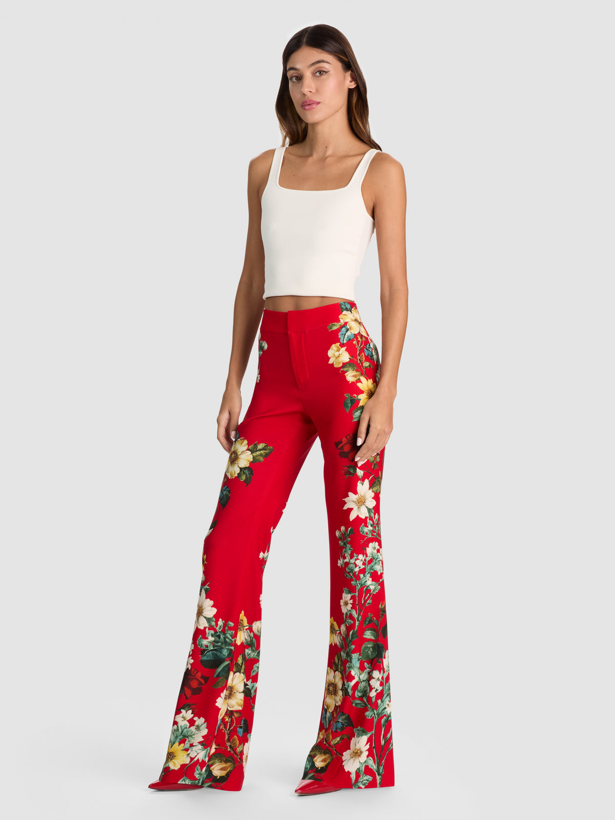 PANTALON SLIM BOOTCUT ANDREW-GARDEN VISTA CANDY APPLE-ALICE + OLIVIA