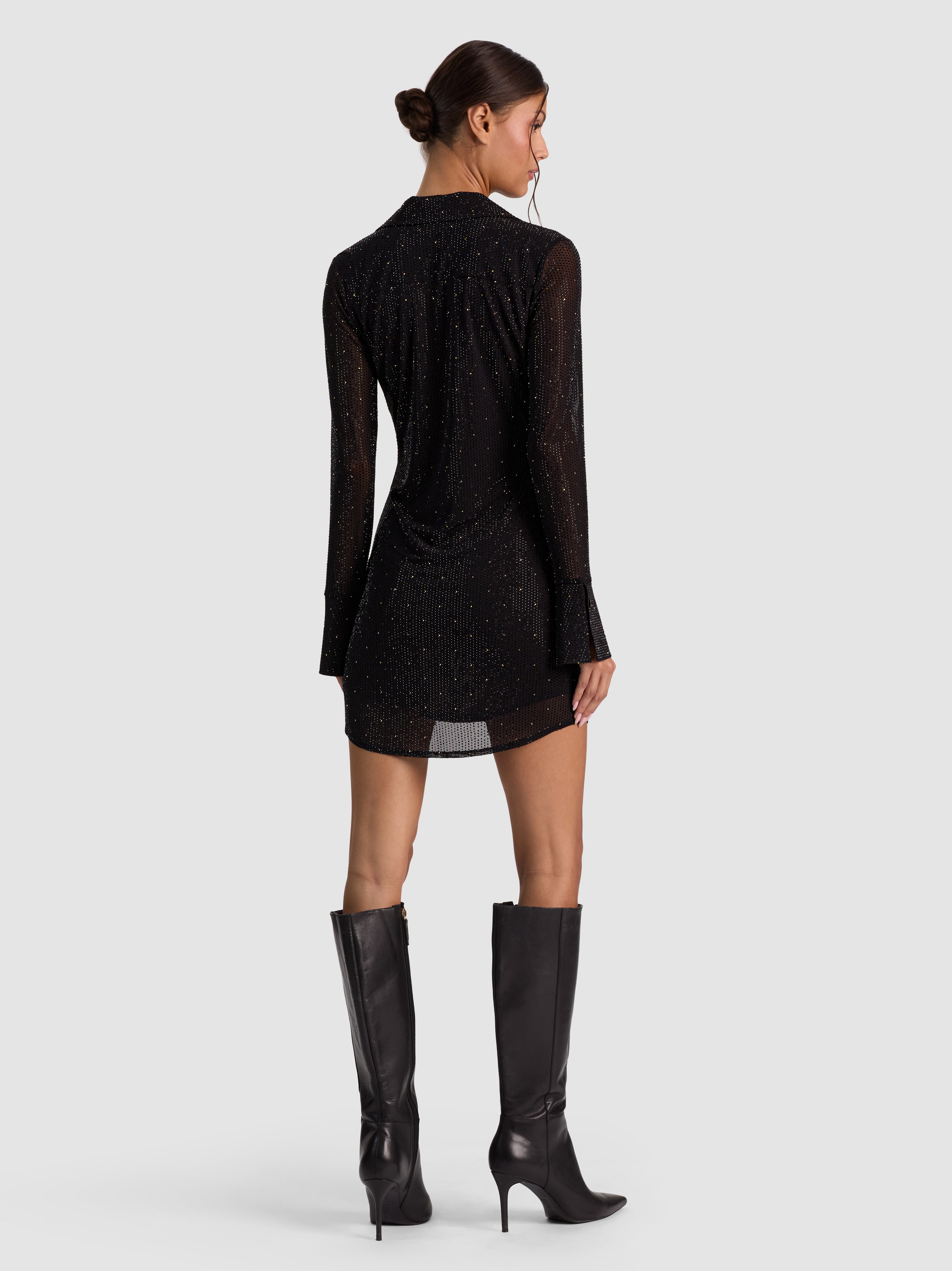 FREYA ROBE BOUTONNÉE CINTREÉ – NOIR/OR-ALICE + OLIVIA