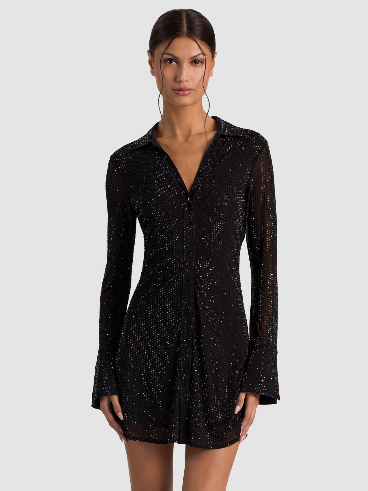 FREYA ROBE BOUTONNÉE CINTREÉ – NOIR/OR