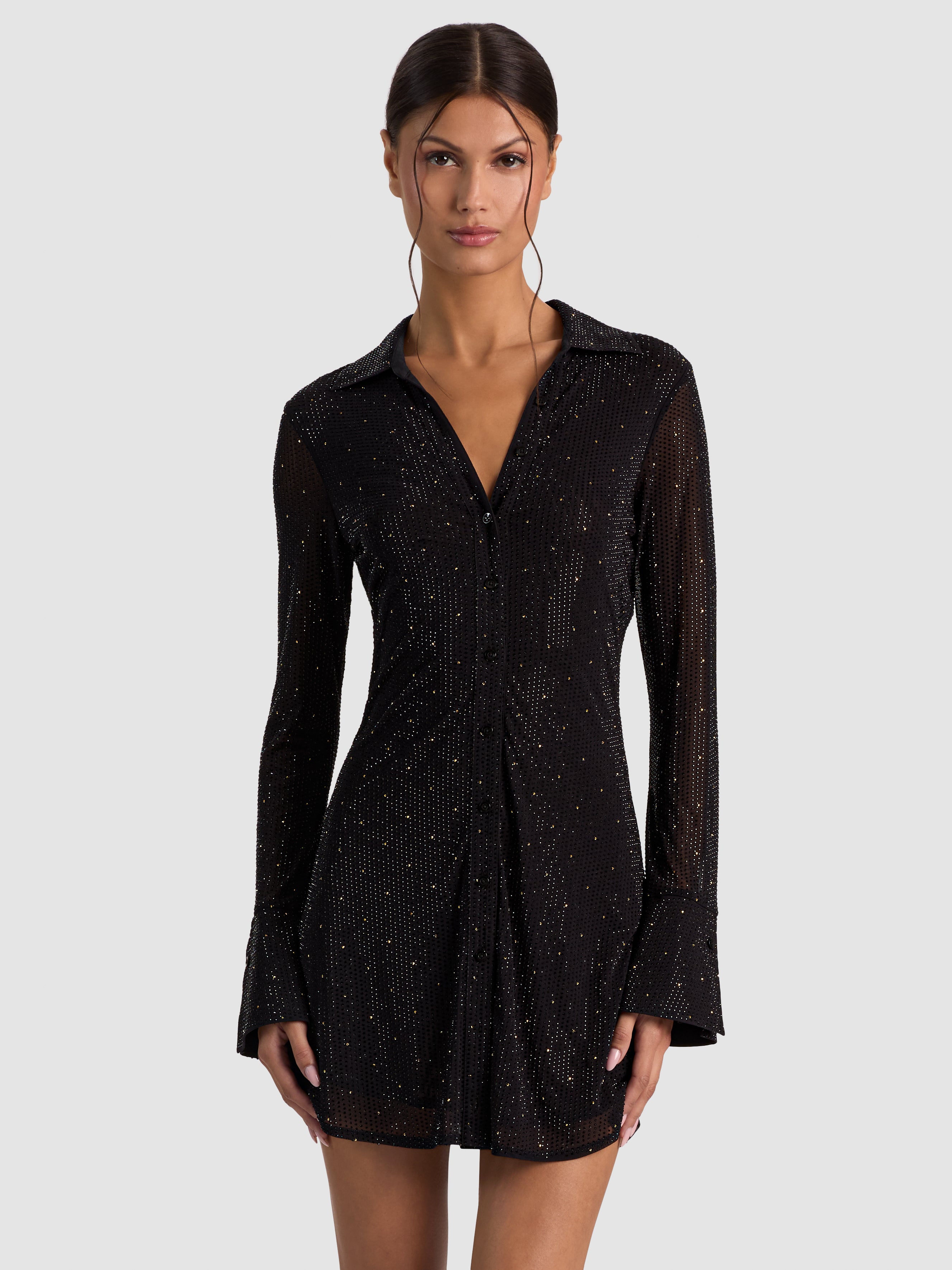 FREYA ROBE BOUTONNÉE CINTREÉ – NOIR/OR-ALICE + OLIVIA