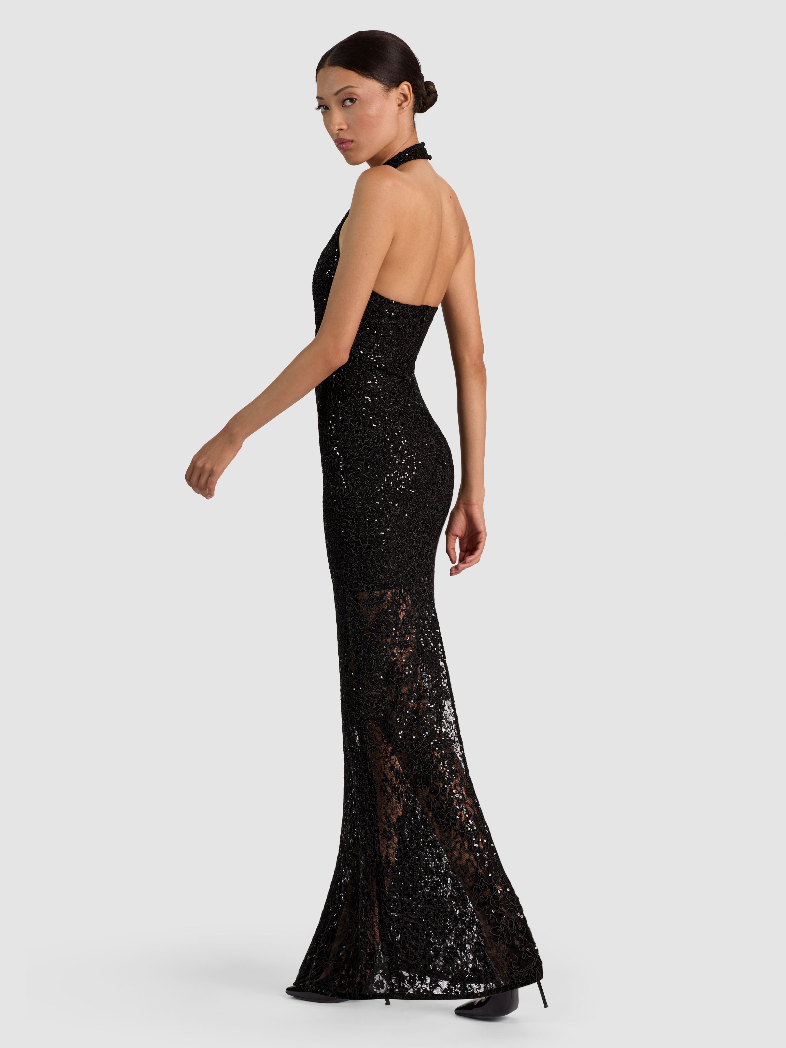 KOI EMBELLISHED MAXI DRESS-Black-ALICE + OLIVIA