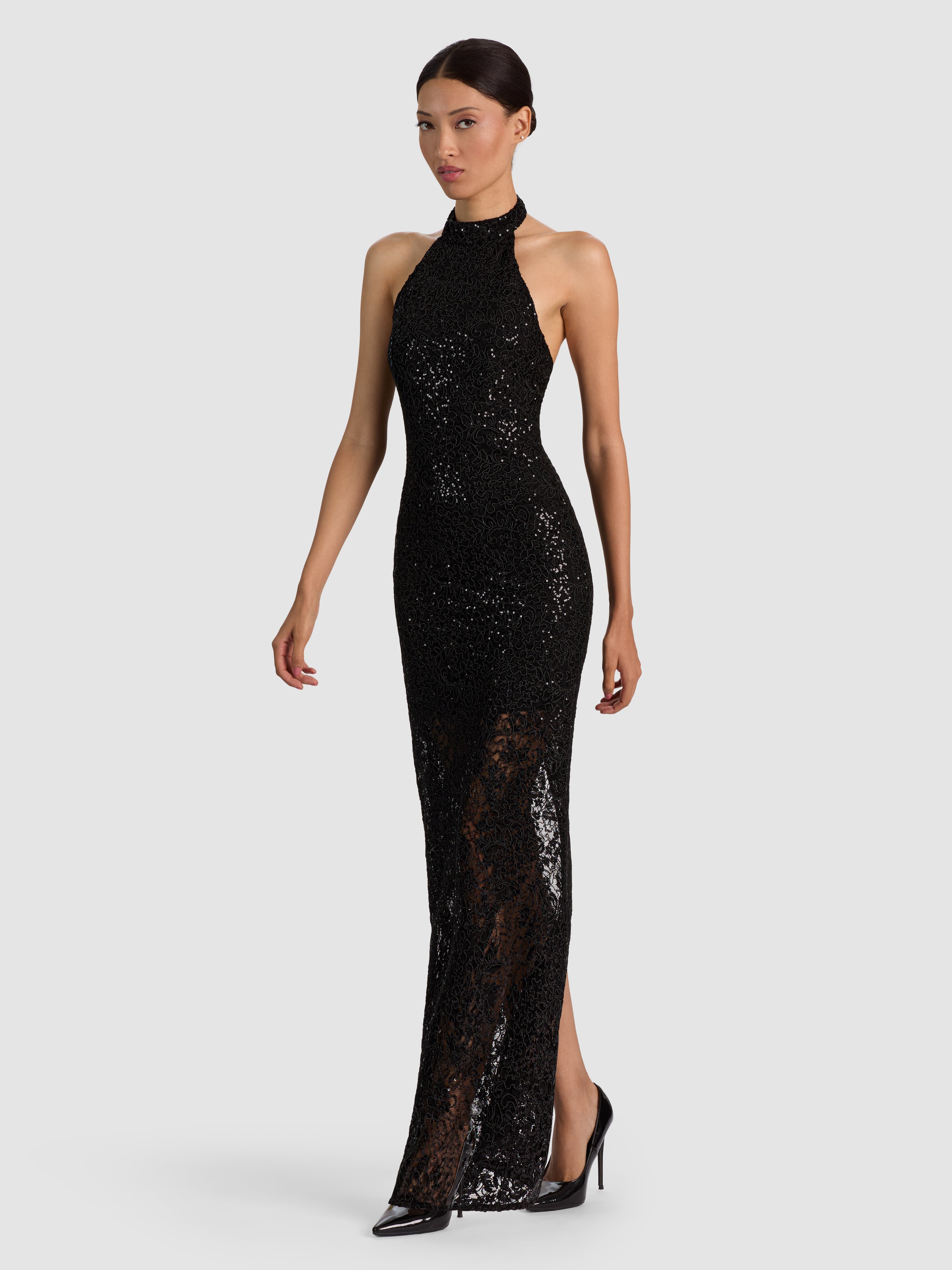KOI EMBELLISHED MAXI DRESS-Black-ALICE + OLIVIA
