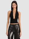 Top a vogatore incrociato sul collo Erin-Black-ALICE + OLIVIA