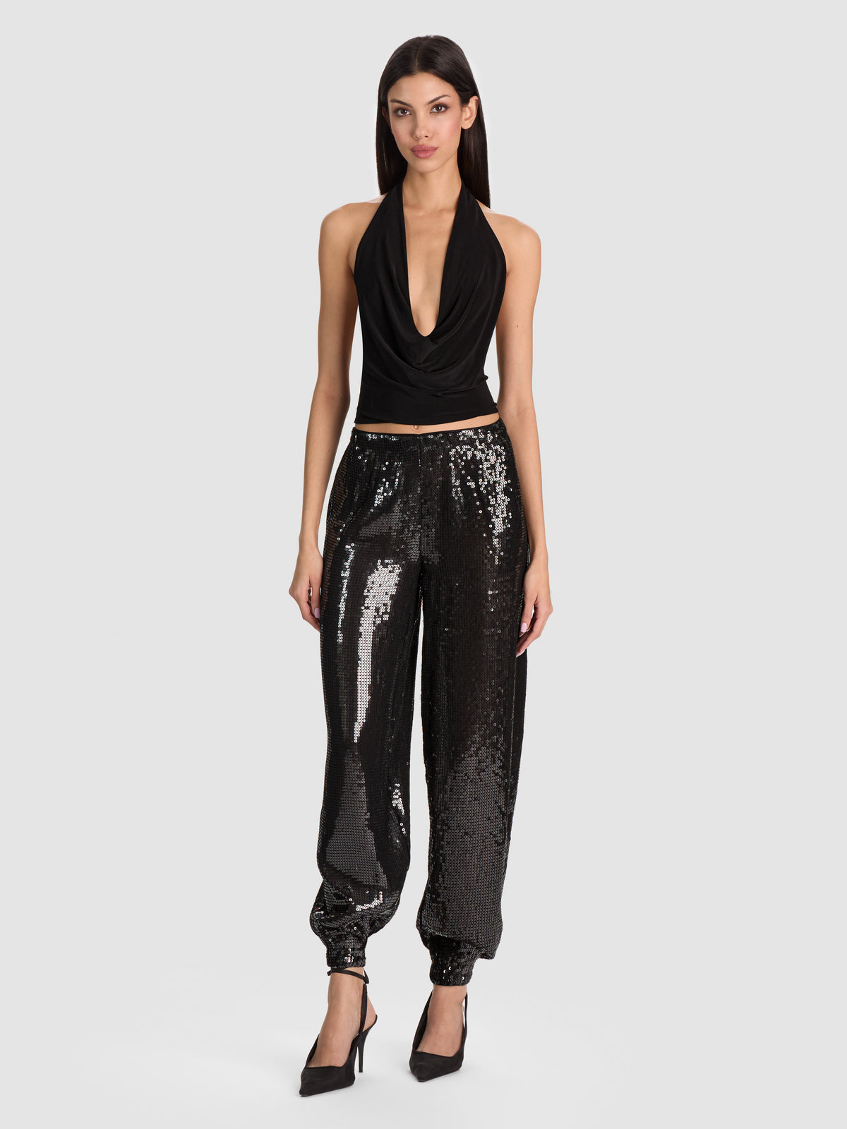 Top a vogatore incrociato sul collo Erin-Black-ALICE + OLIVIA