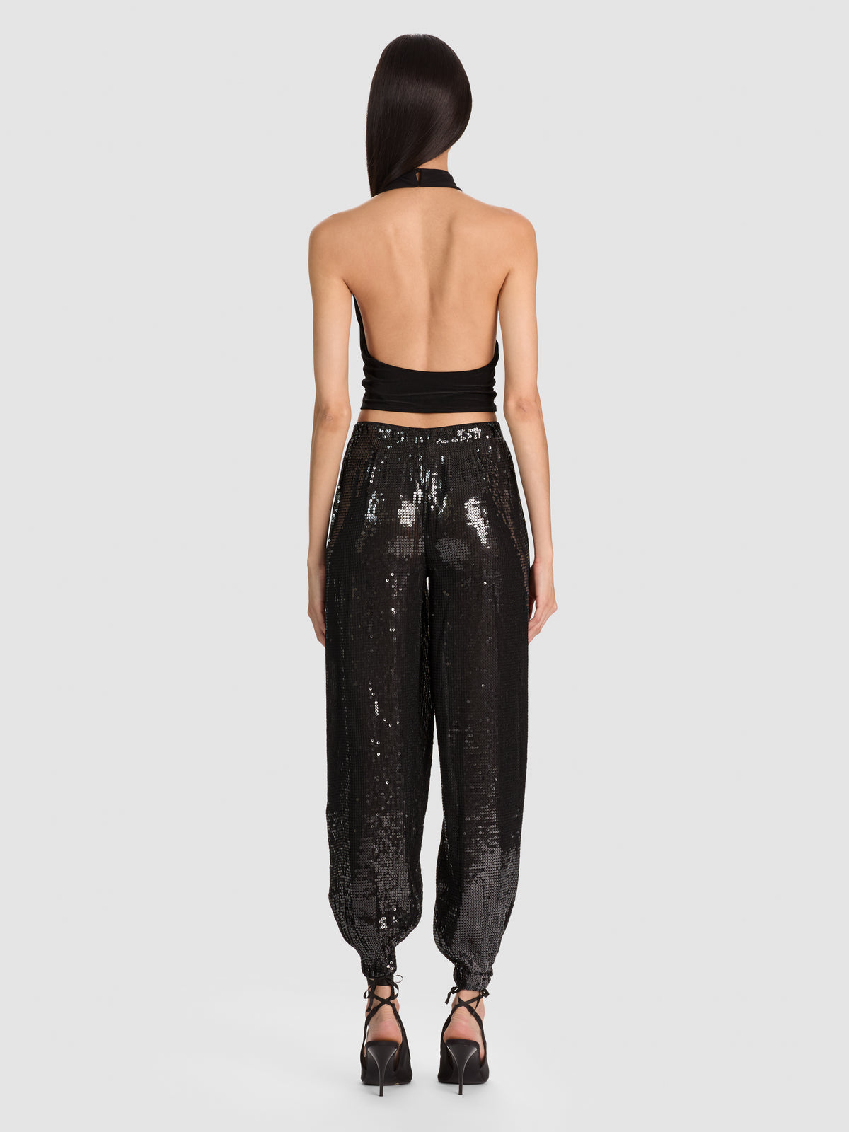 PANTALON GENIE DÉCLAN À SEQUINS À ENFILER-Black-ALICE + OLIVIA