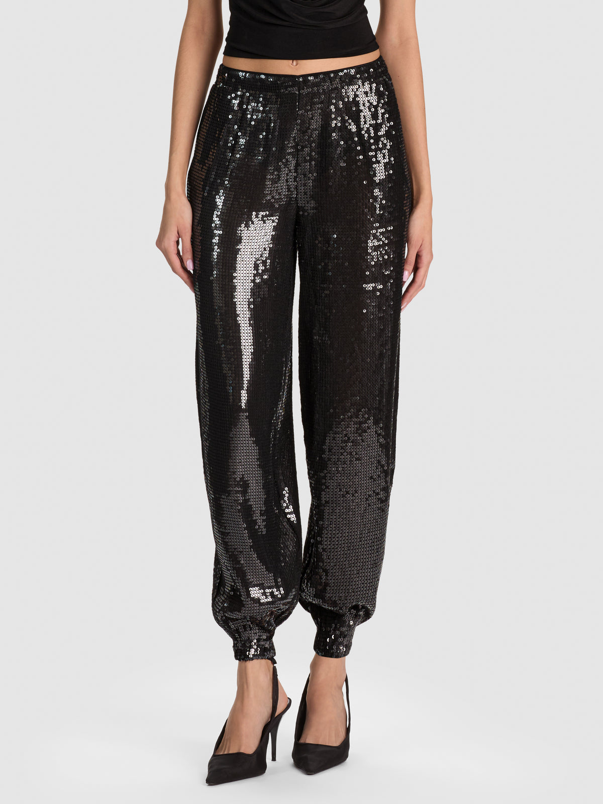 DECLAN SEQUIN PULL ON GENIE PANT in Black | ALICE + OLIVIA