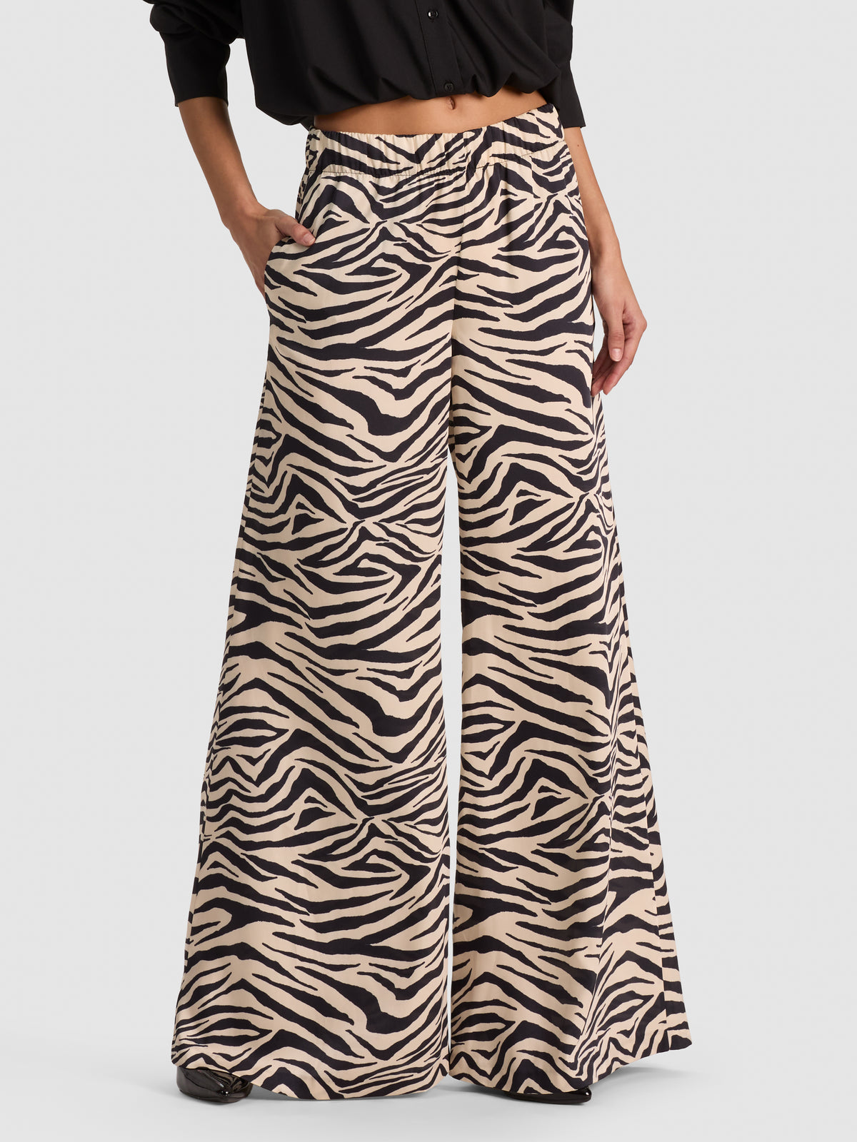 PANTALONI KEEGAN A GAMBA LARGA ELASTICIZZATI-ZEBRA PRINT-ALICE + OLIVIA