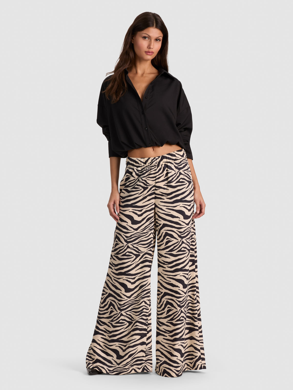 KEEGAN PULL ON WIDE LEG PANT - ZEBRA