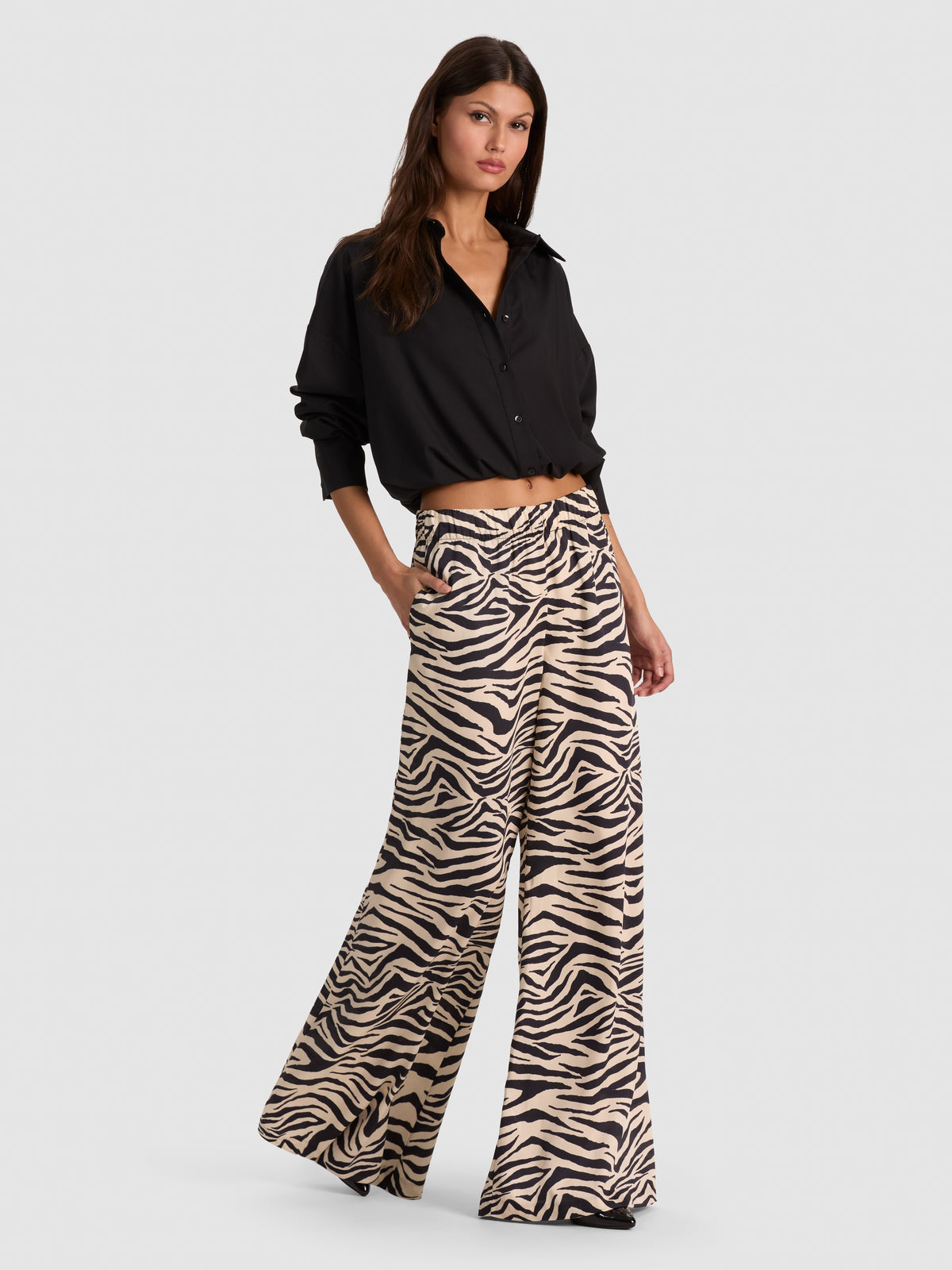 PANTALONI KEEGAN A GAMBA LARGA ELASTICIZZATI-ZEBRA PRINT-ALICE + OLIVIA