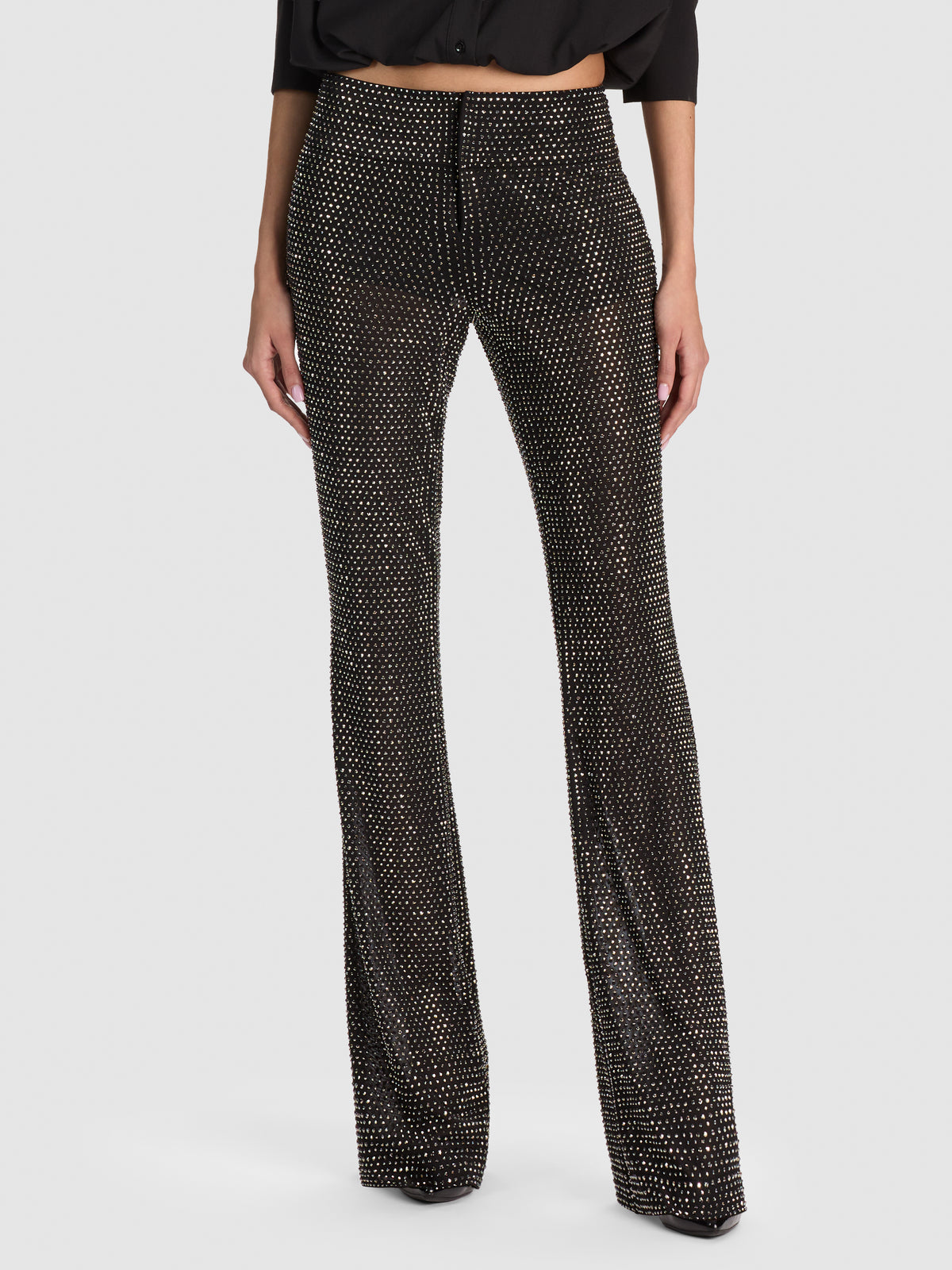 OLIVIA EMBELLISHED BOOTCUT PANT - BLACK/GUNMETAL