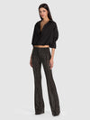 PANTALONI A ZAMPA D'ELEFANTE SVASATI OLIVIA HEATSET WWB-BLACK/GUNMETAL-ALICE + OLIVIA