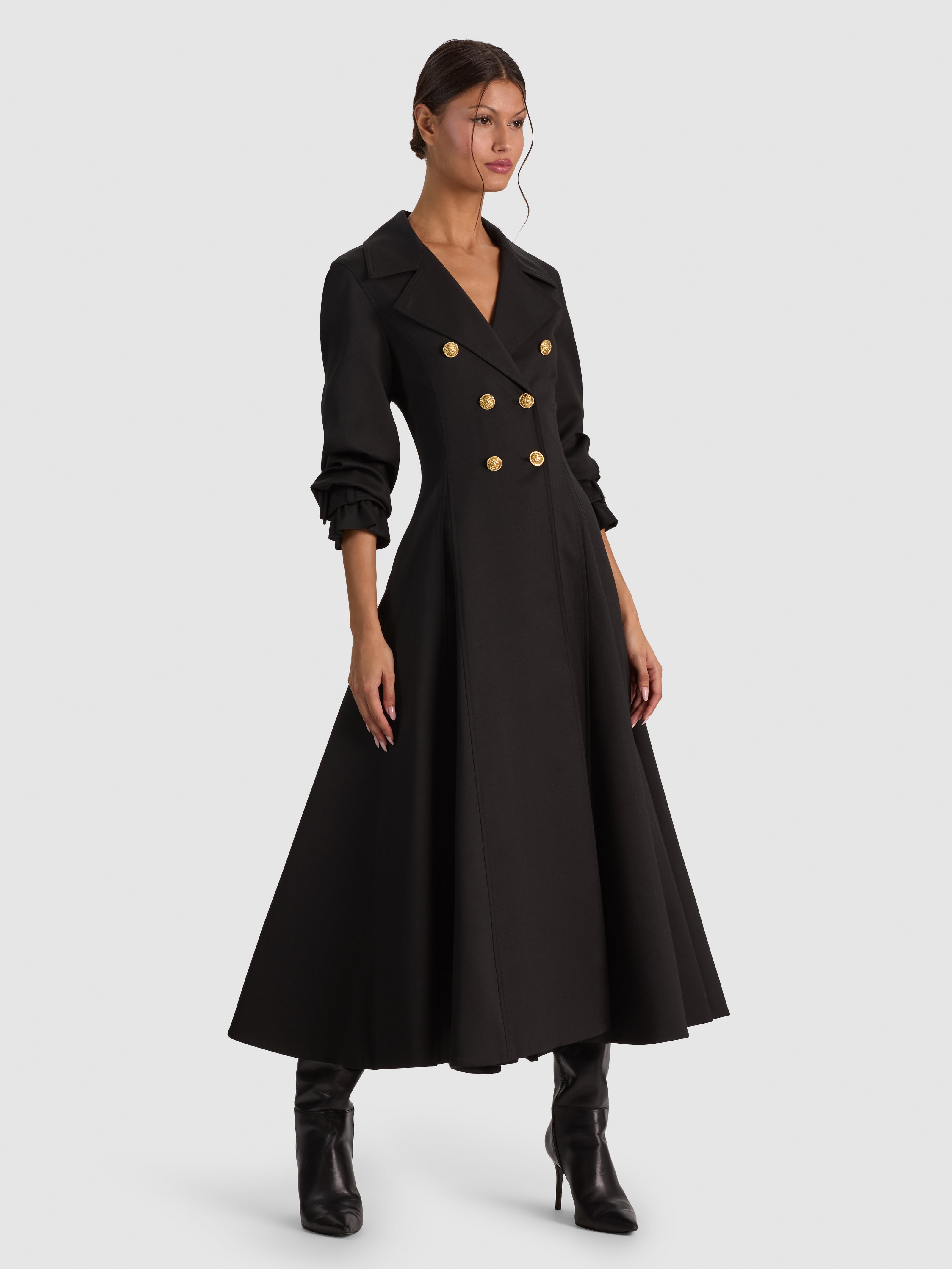 ELLIE GODET TRENCH COAT-Black-ALICE + OLIVIA