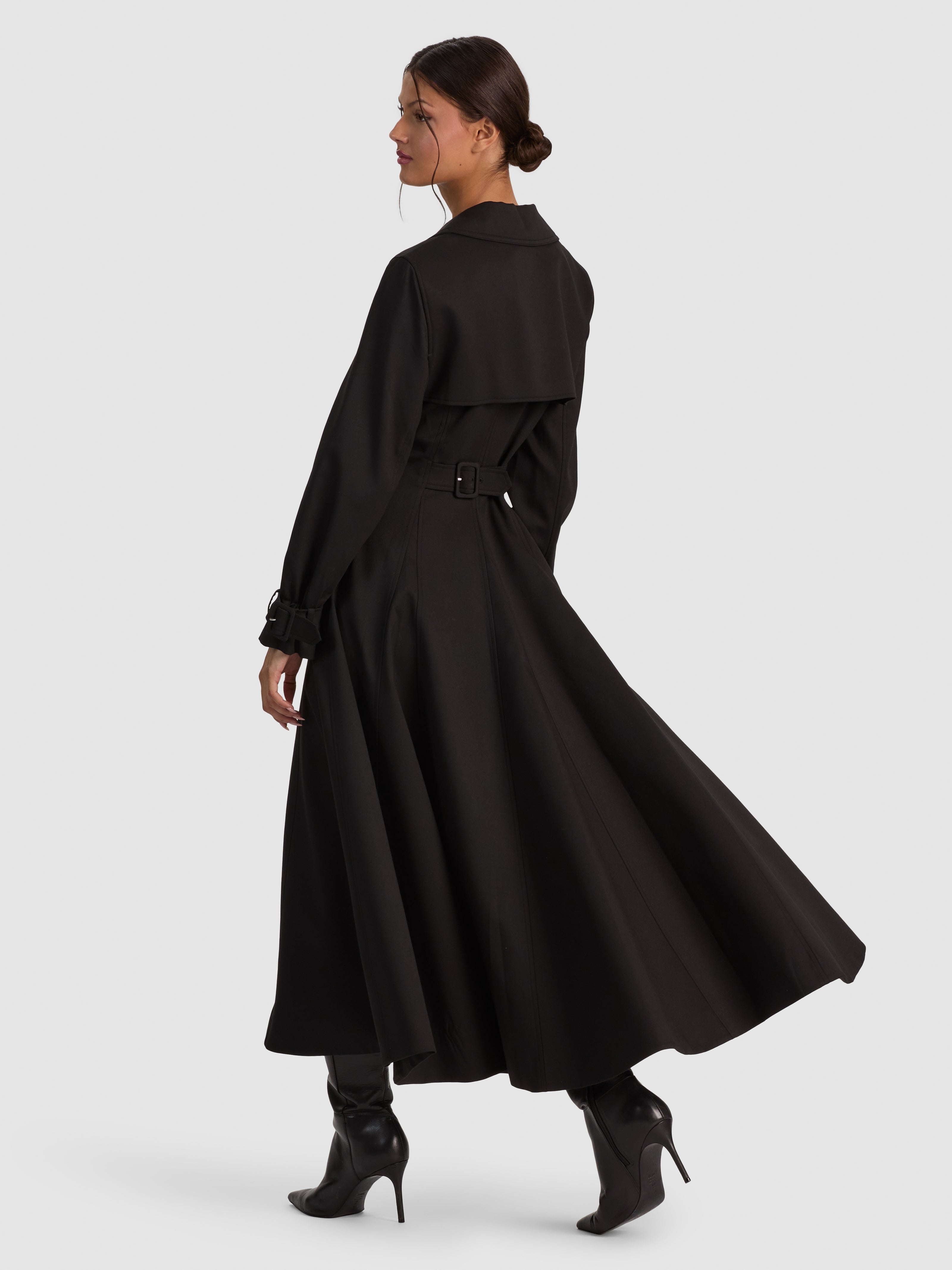 ELLIE GODET TRENCH COAT-Black-ALICE + OLIVIA
