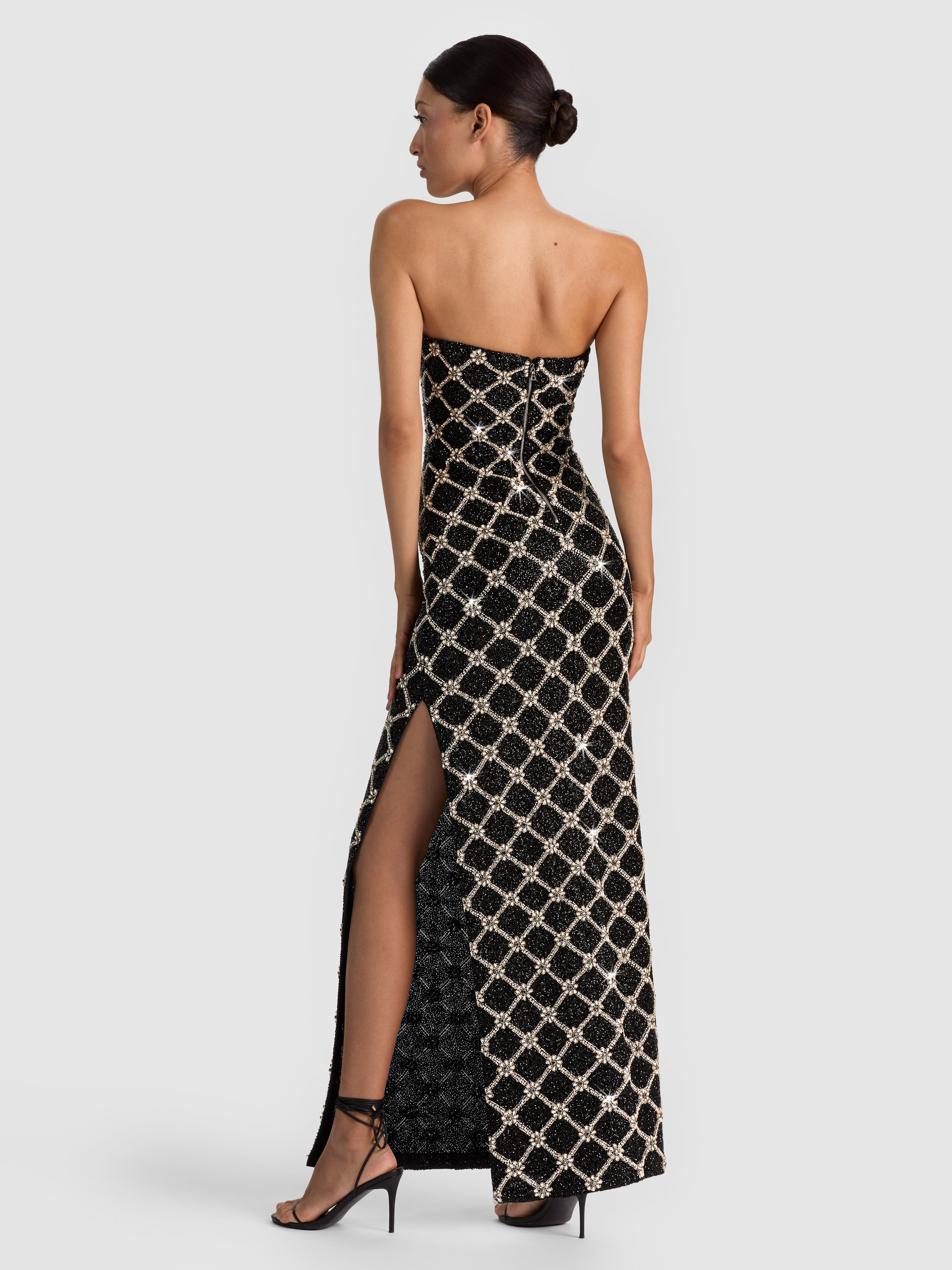 ABITO MIDI SENZA SPALLINE DELORA EMBELL CON RETICOLO-ALICE + OLIVIA