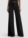OLIVIA SUEDE WIDE LEG FLARE PANT-Black-ALICE + OLIVIA