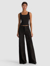 OLIVIA SUEDE WIDE LEG FLARE PANT-Black-ALICE + OLIVIA