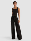OLIVIA SUEDE WIDE LEG FLARE PANT-Black-ALICE + OLIVIA