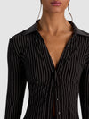 FREYA BUTTON DOWN TOP-BLACK/OFF WHITE-ALICE + OLIVIA