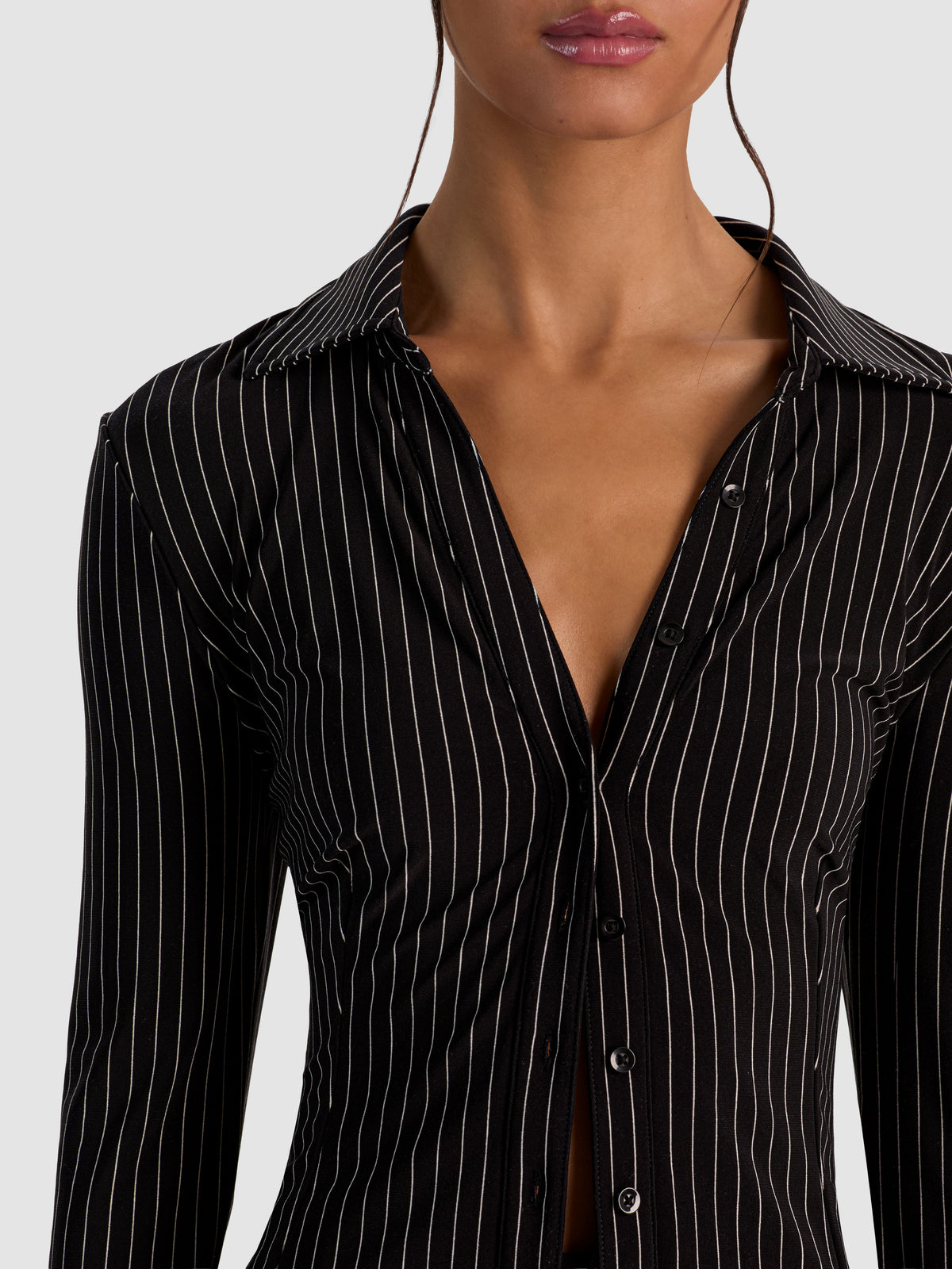 FREYA BUTTON DOWN TOP-BLACK/OFF WHITE-ALICE + OLIVIA