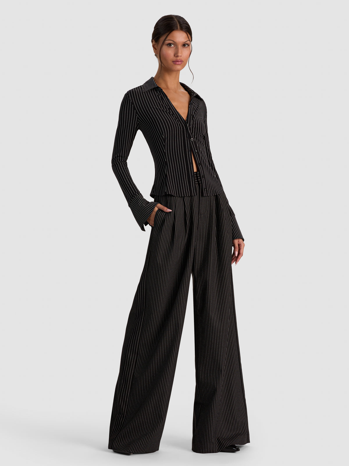 FREYA TOP A FASCIA E VITA STRETTA CON BOTTONI COMBO - NERO/BIANCO SPORCO
