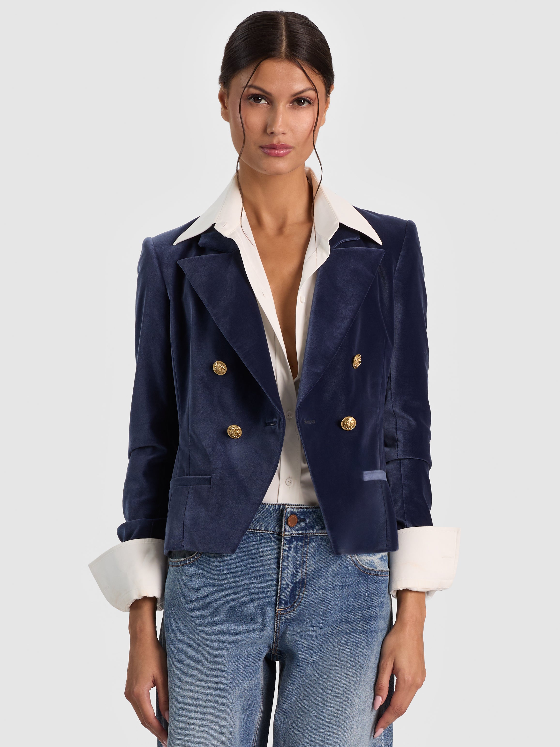 BLAZER COURT DOUBLE BOUTONNAGE SABLE-ALICE + OLIVIA