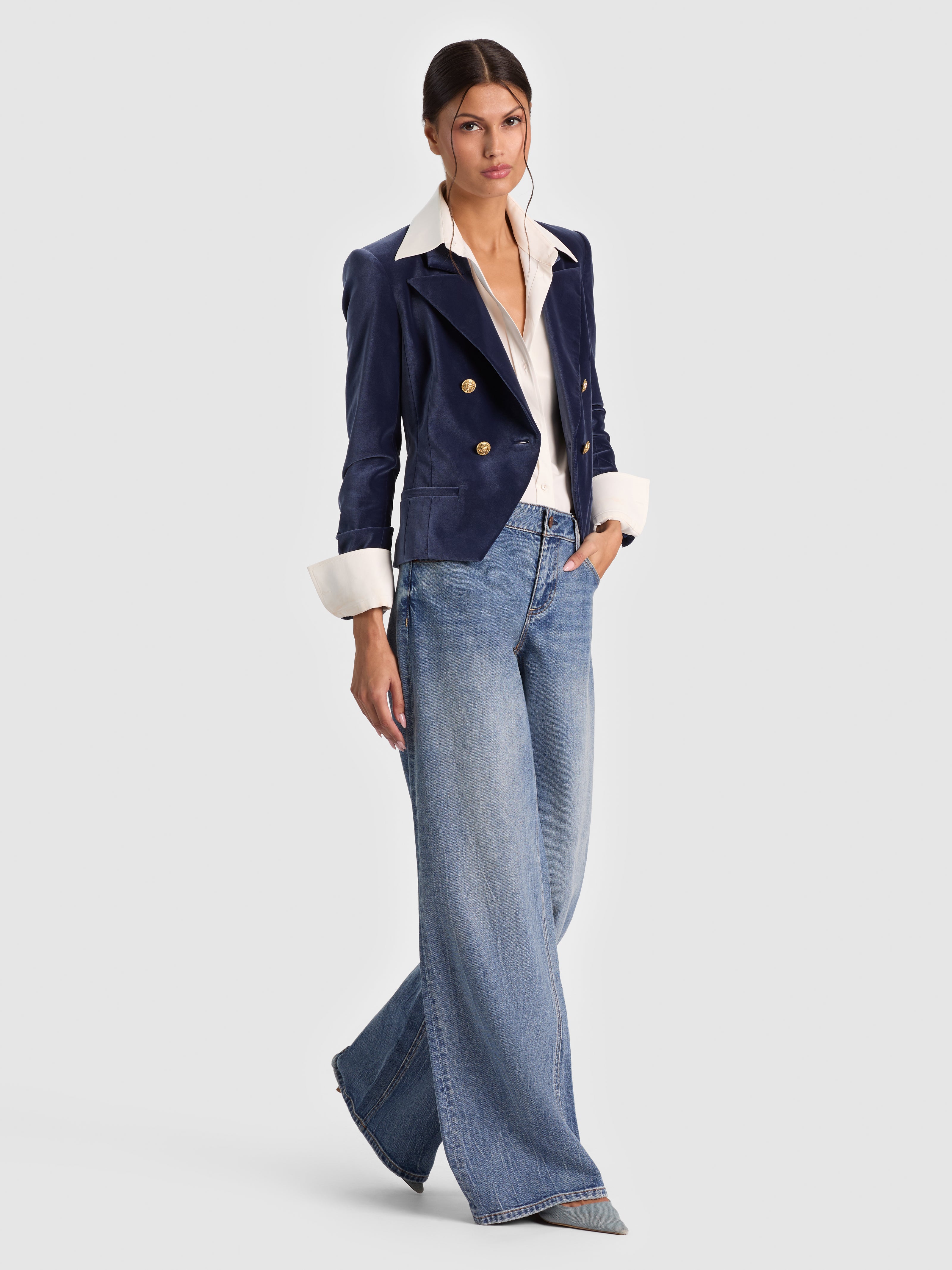 BLAZER COURT DOUBLE BOUTONNAGE SABLE-ALICE + OLIVIA