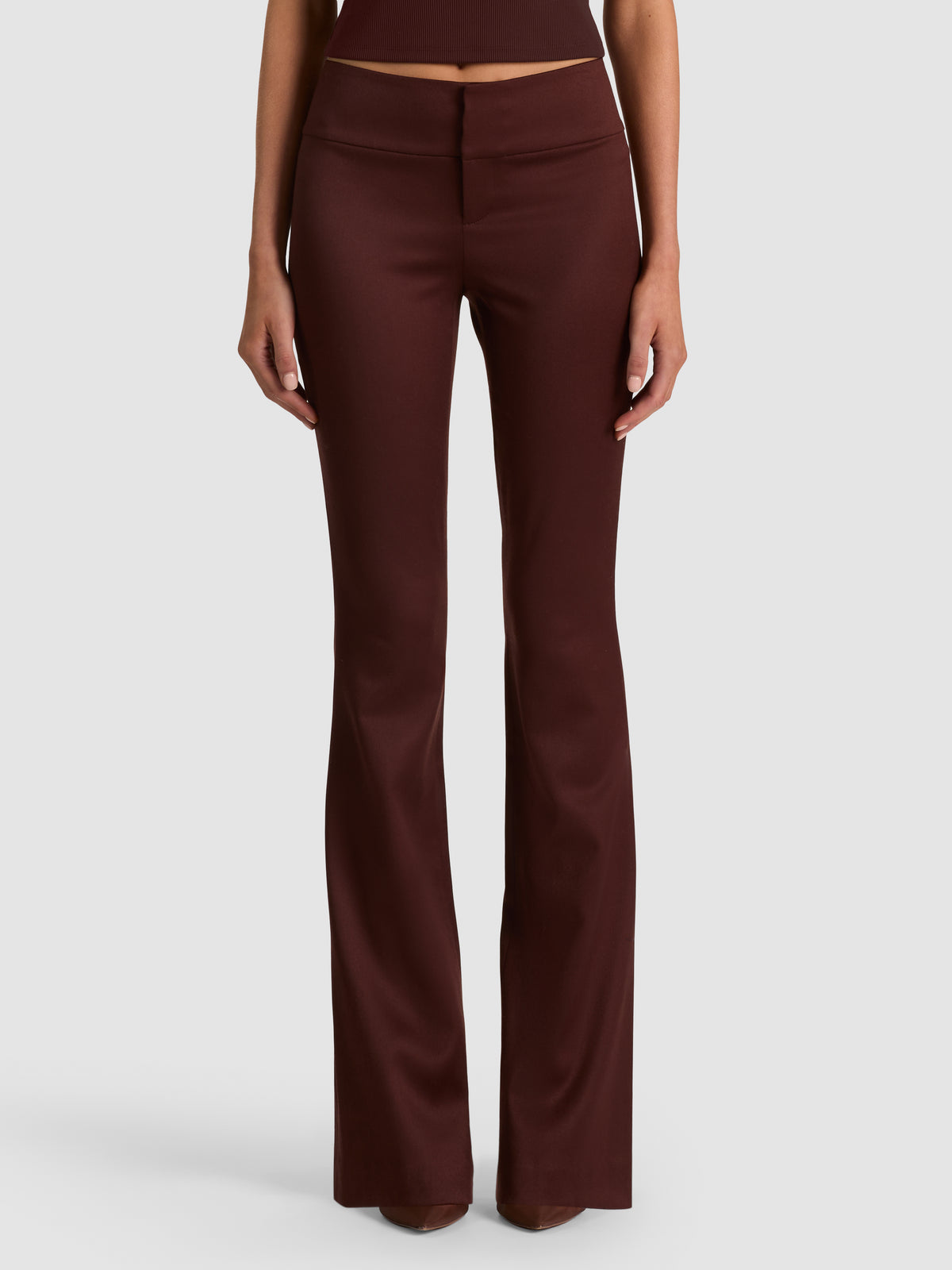 OLIVIA WOOL BOOTCUT PANT - DARK CHOCOLATE