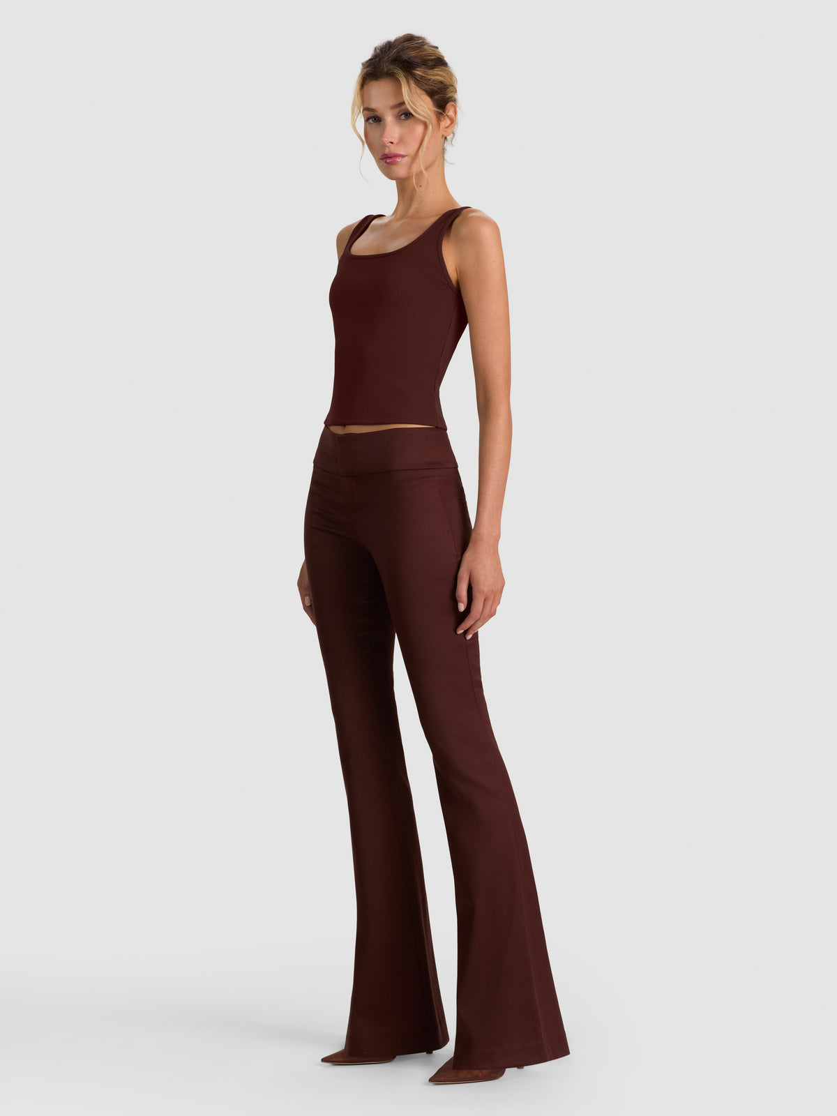 OLIVIA WOOL BOOTCUT PANT - DARK CHOCOLATE