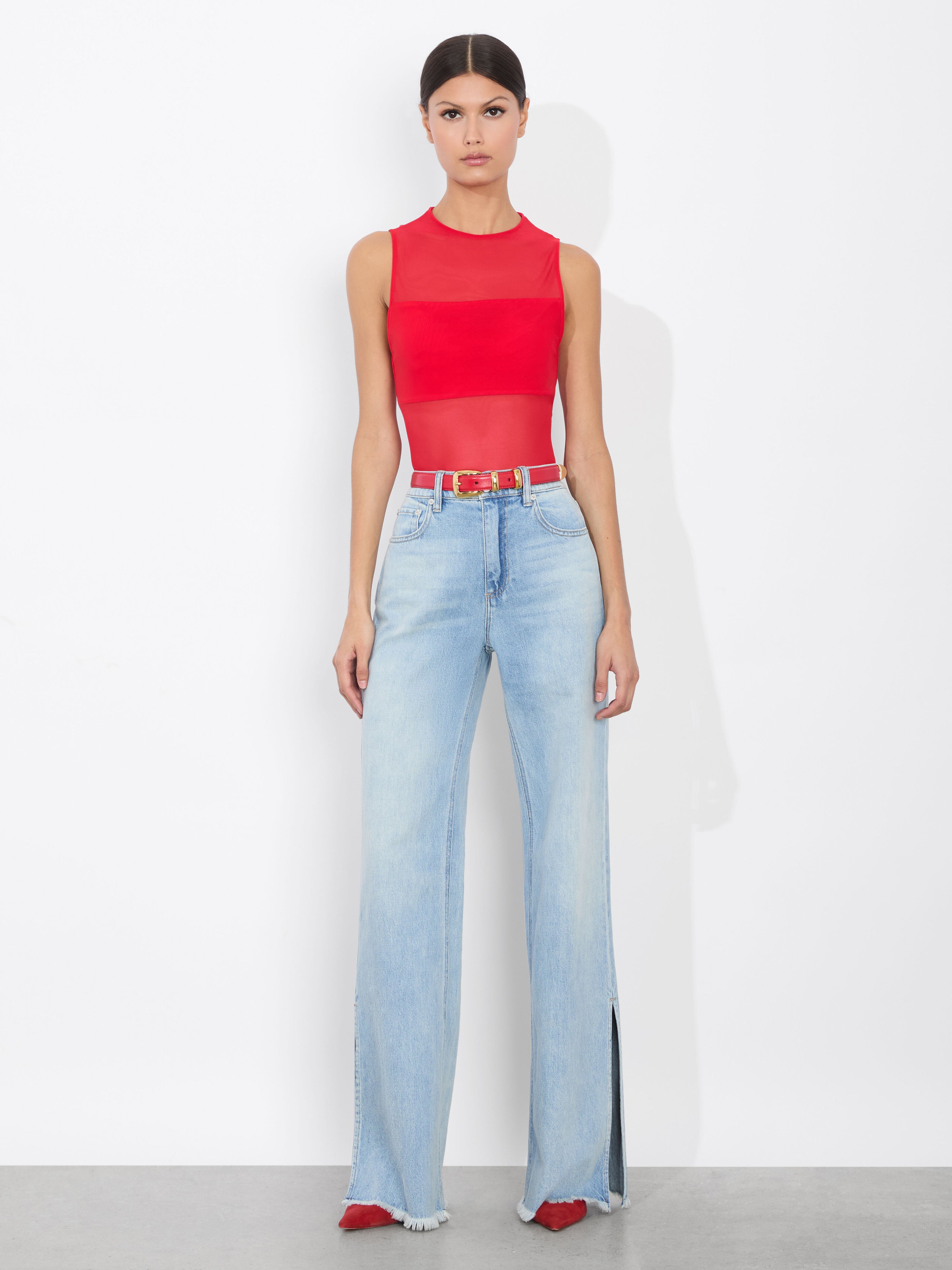 HAYDEN BUCKLE BELT-BRIGHT RUBY/GOLD-ALICE + OLIVIA