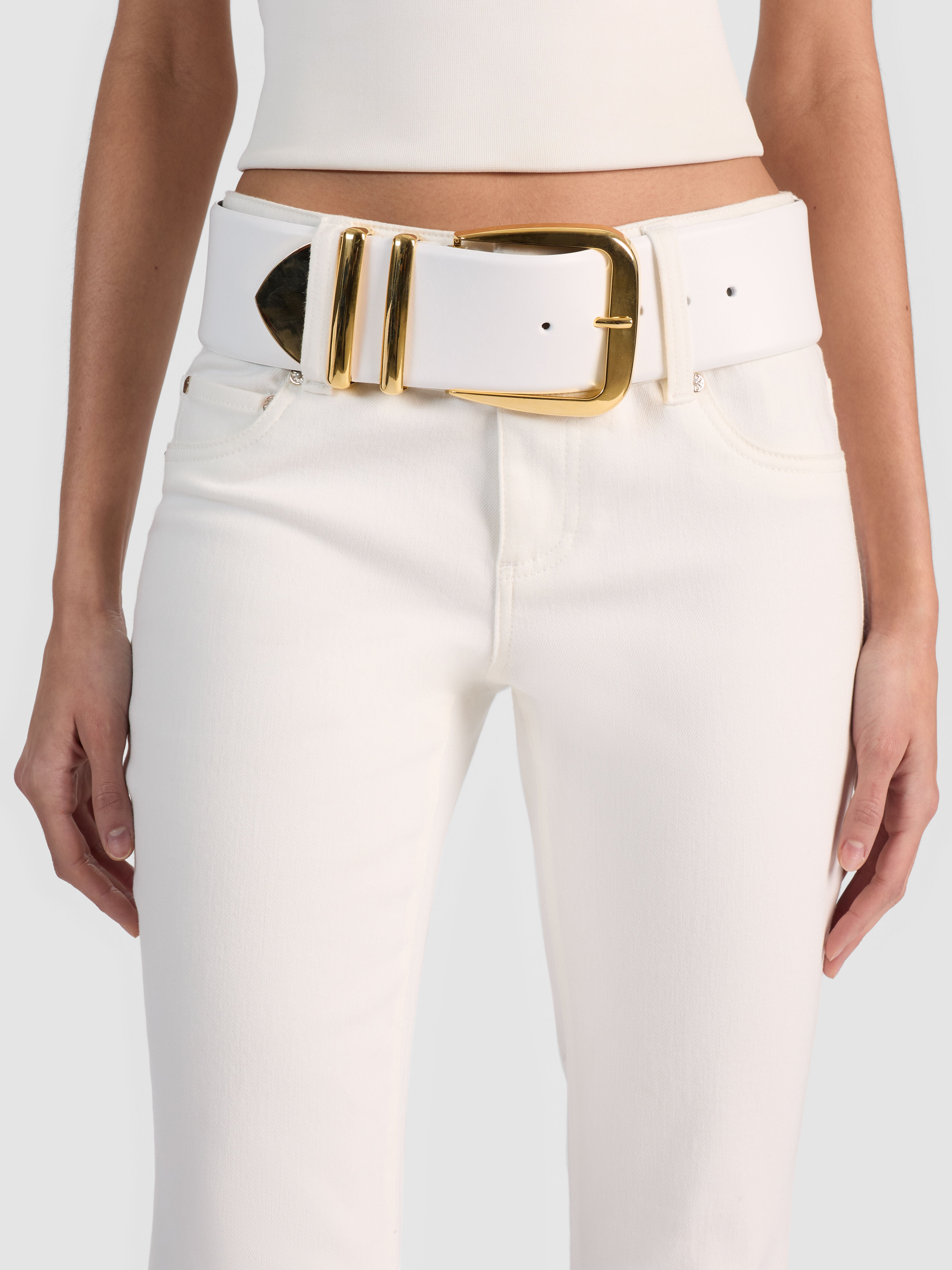 HARLEY WIDE BELT-WHITE/GOLD-ALICE + OLIVIA