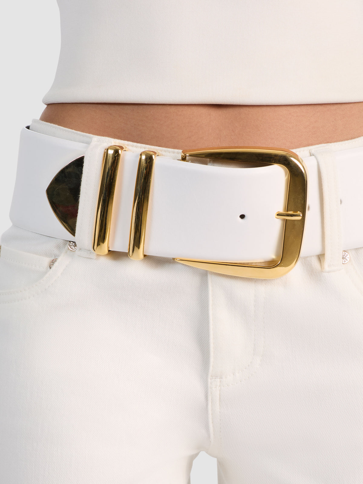 HARLEY WIDE BELT - WHITE/GOLD