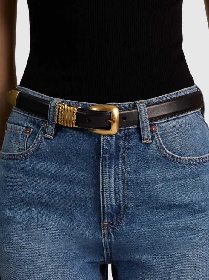 HAYDEN GILDED BELT-DARK CHOCOLATE/GOLD-ALICE + OLIVIA