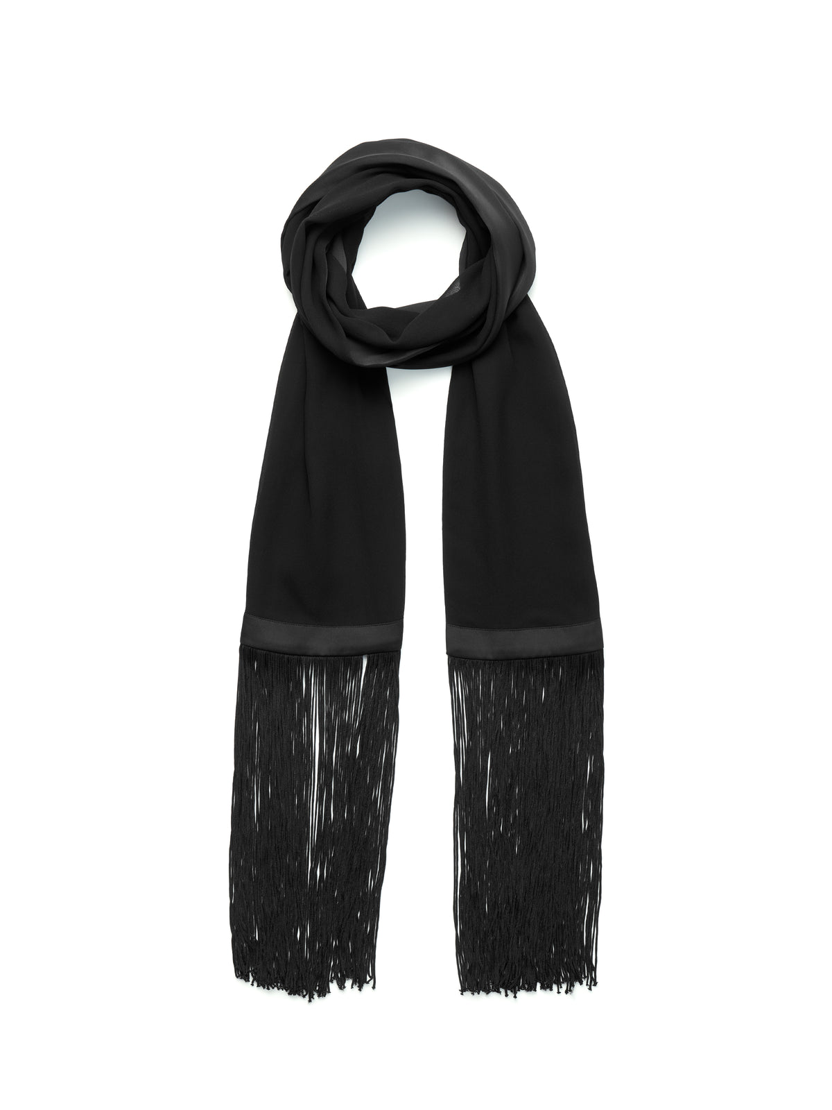 ALEXA FRINGE SCARF - BLACK
