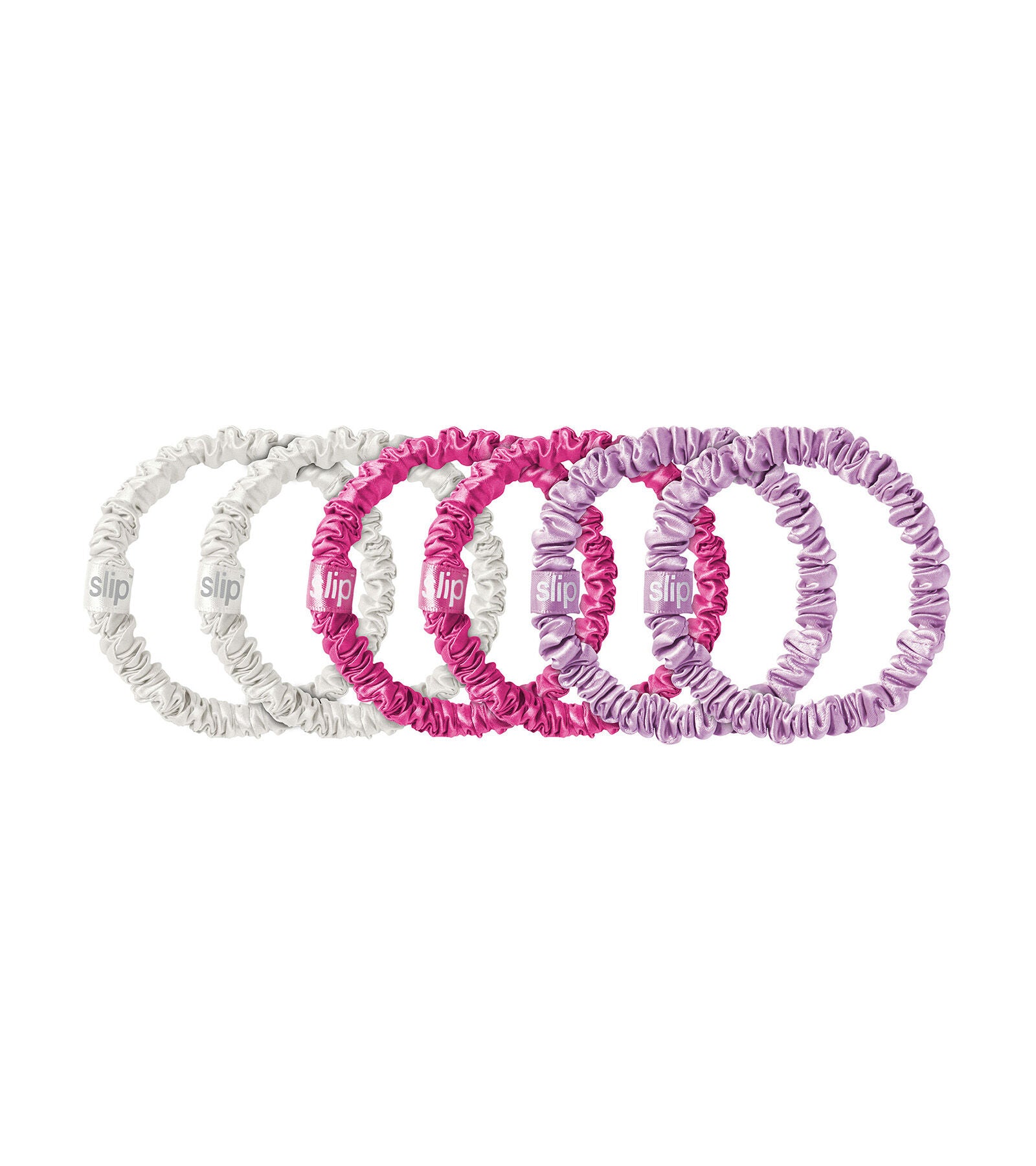 A+O X SLIP SILK SKINNY SCRUNCHIE SET-MULTI-ALICE + OLIVIA