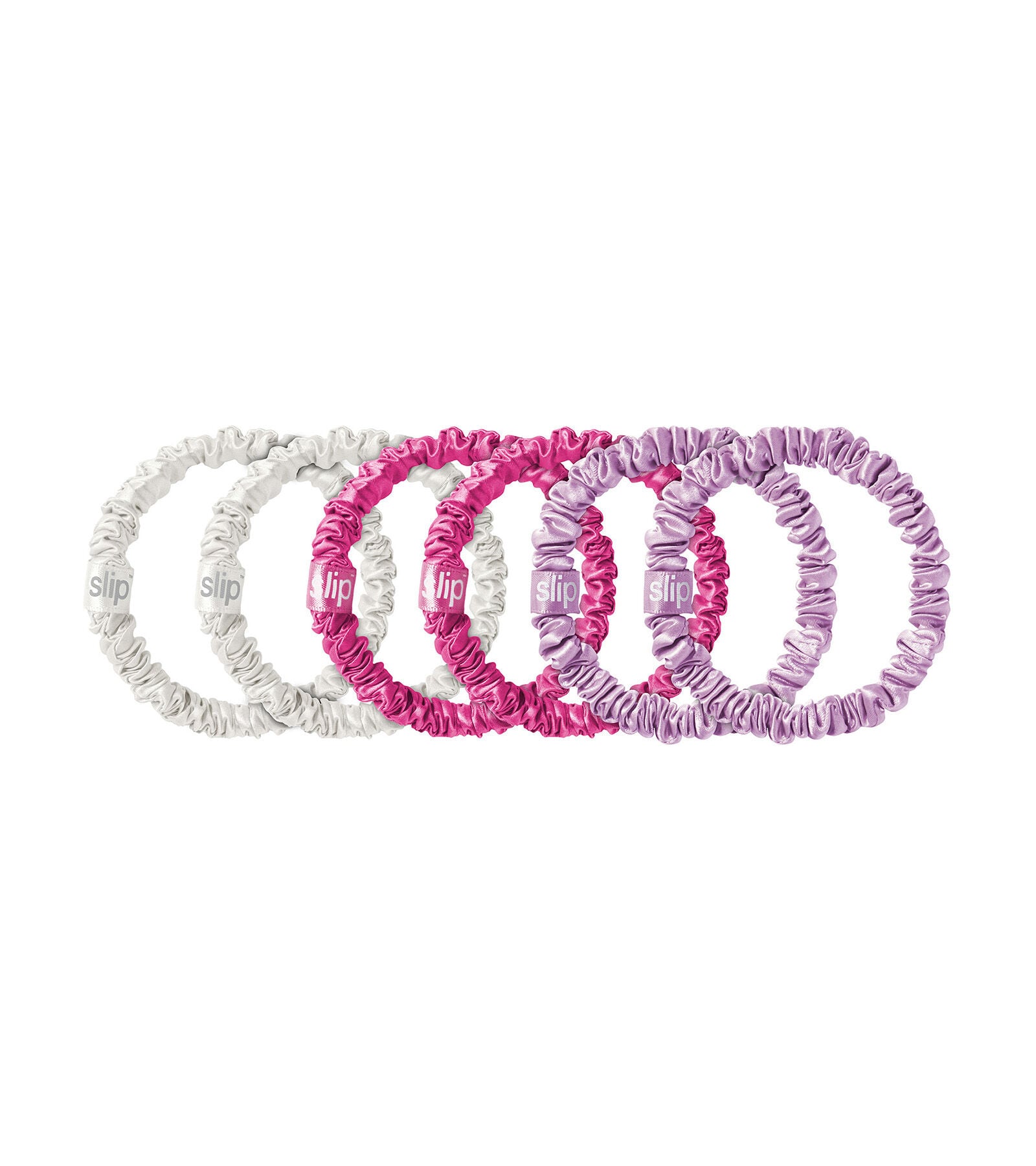 A+O X SLIP SILK SKINNY SCRUNCHIE SET-MULTI-ALICE + OLIVIA