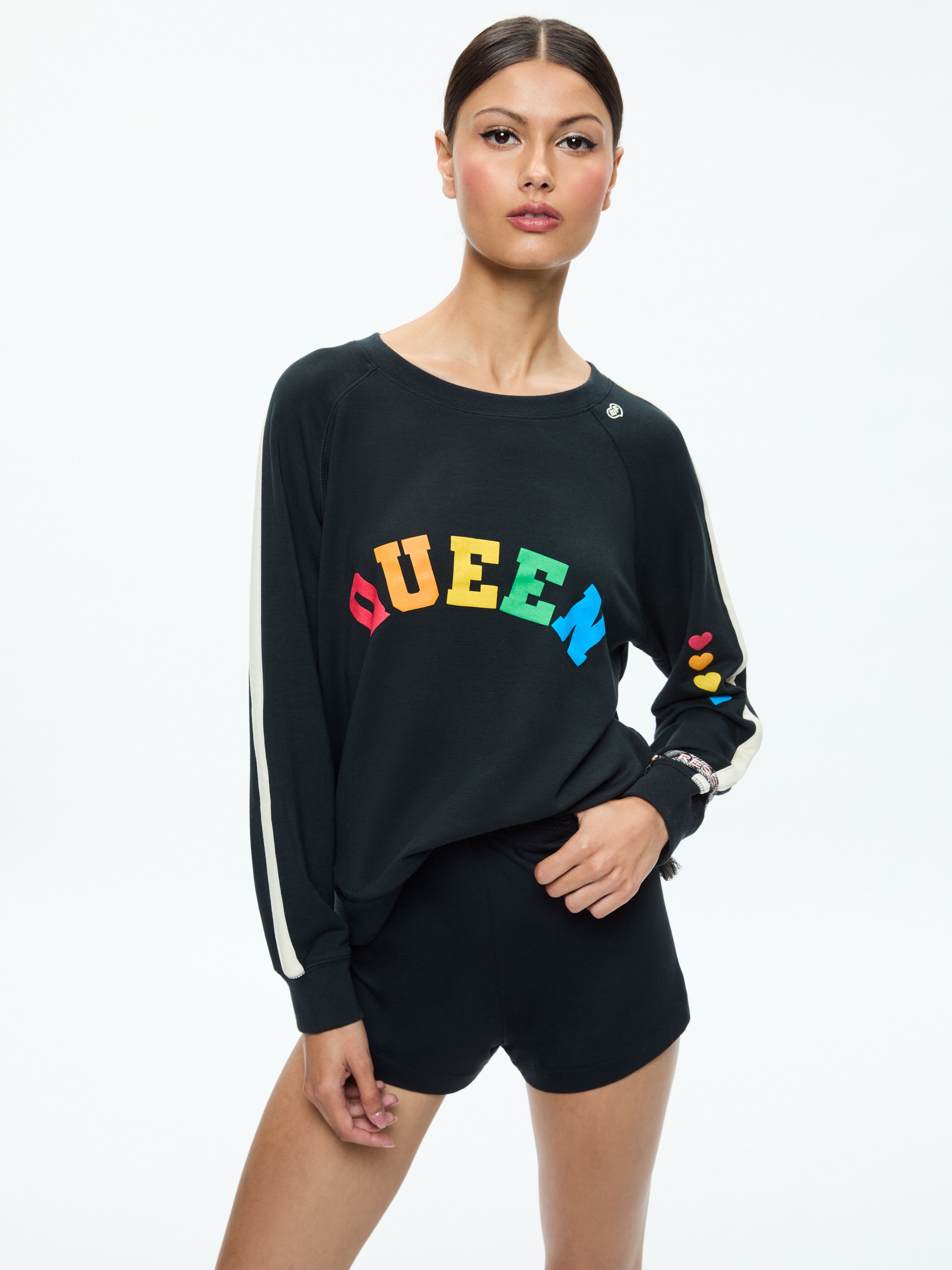 PARIS HILTON X BIG FEELINGS ALLI SLOUCHY CREWNECK-Black-ALICE + OLIVIA